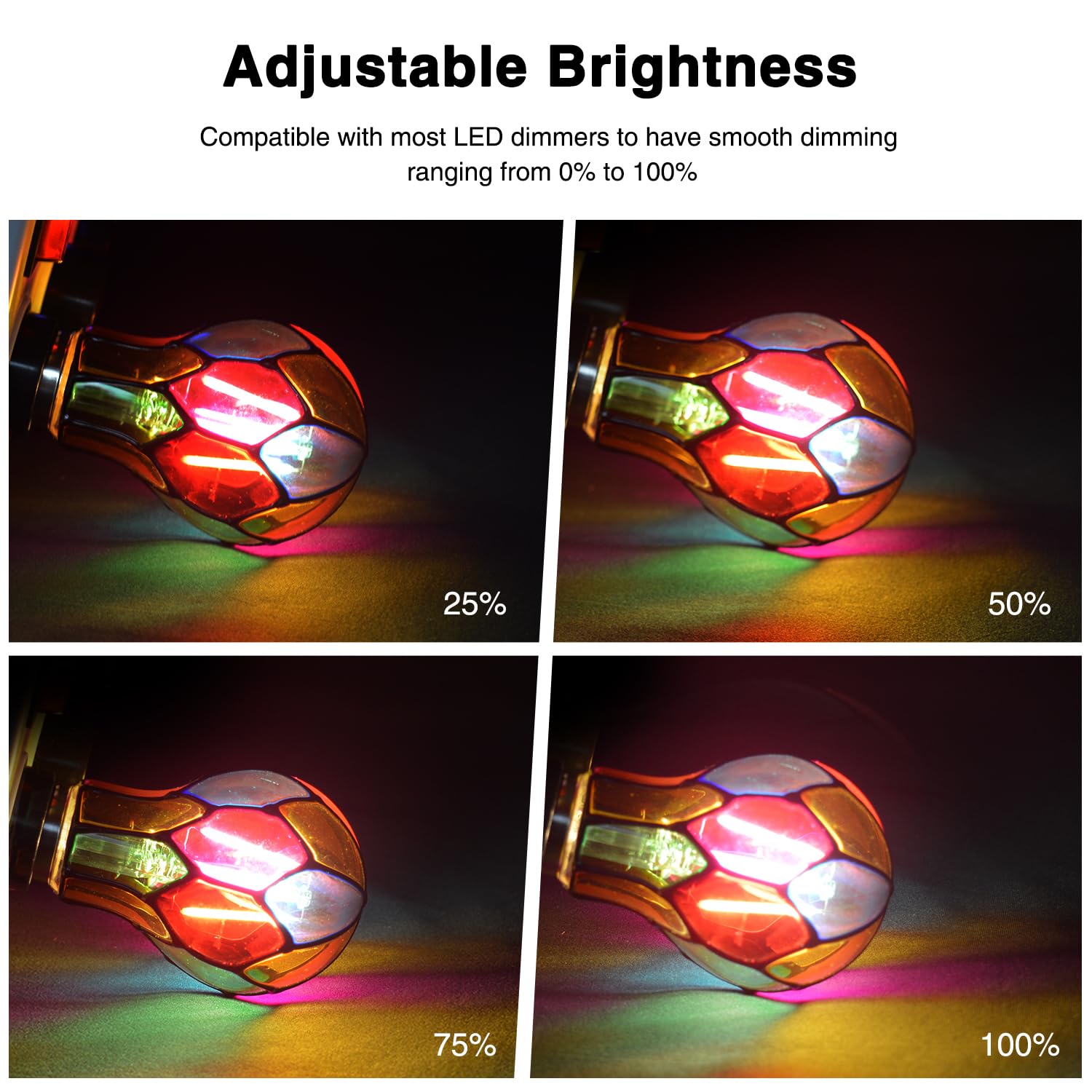 Aygrochy Dimmable Stained Glass Light Bulb Led Bulbs 3.5W E26 Base A19 Led Colored Light Bulb For Christmas Decoration Party Home Lighting Garden Balcony 2 Pack