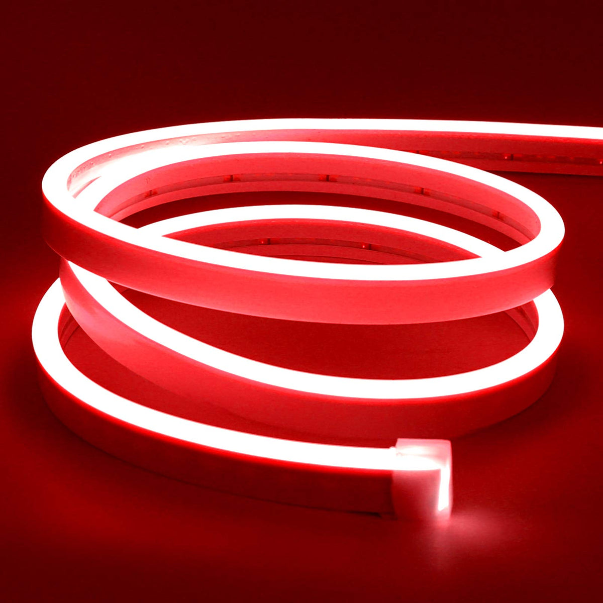 Lamomo Led Neon Flex, 16.4Ft/5M Red Neon Light Strip, 12V Flexible Waterproof Neon Led Strip, Silicone Led Neon Rope Light For K