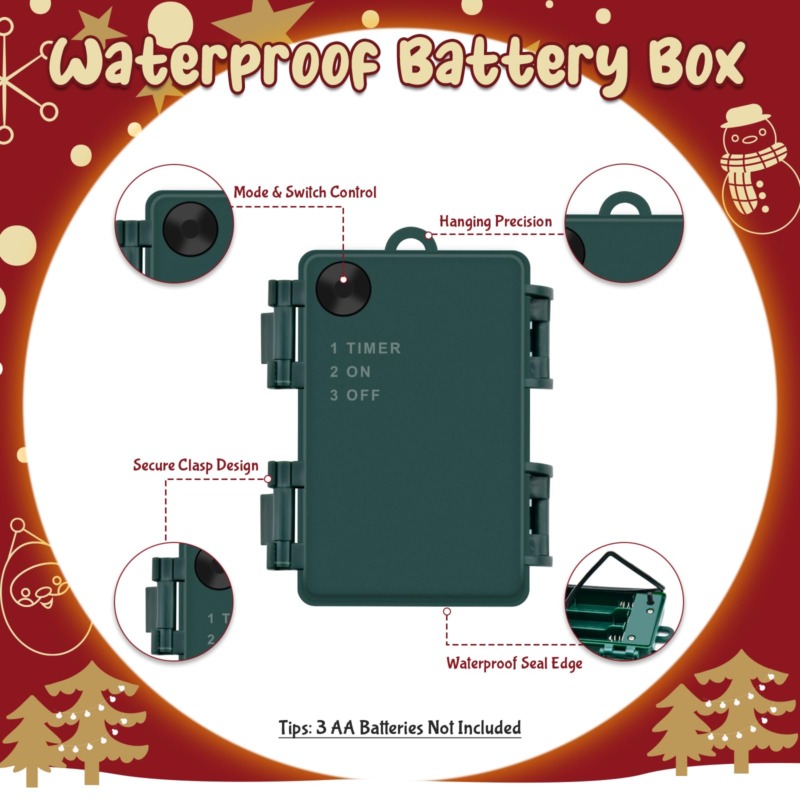 cshare Orange Purple Green String Lights Battry Operated with Timer Waterproof, Halloween String Lights for Outside 16.4ft 50LED