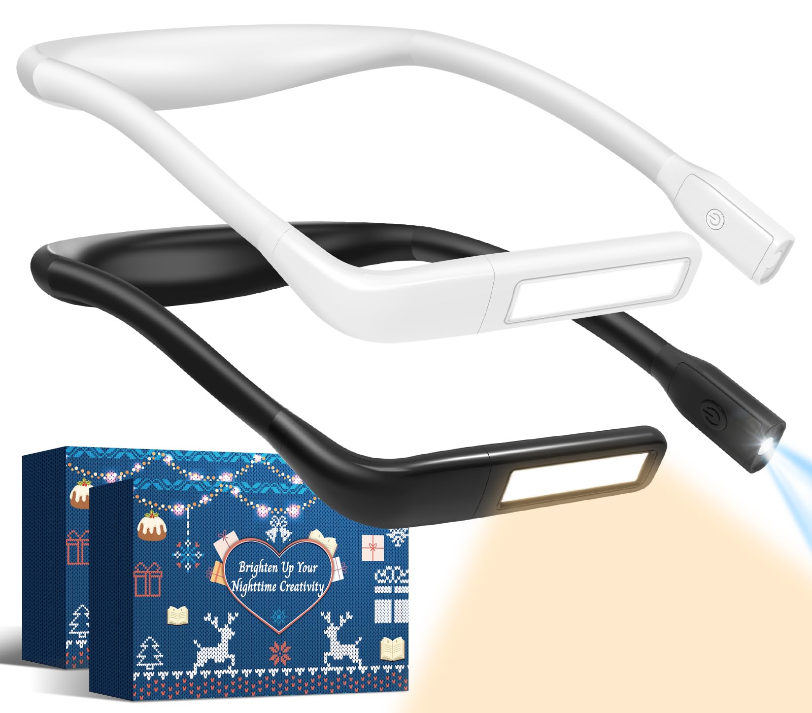 Rechargeable Neck Light for Reading Knitting Crochet, Book Lovers Gifts Christmas Birthday Present Stocking Stuffers for Teen Bo