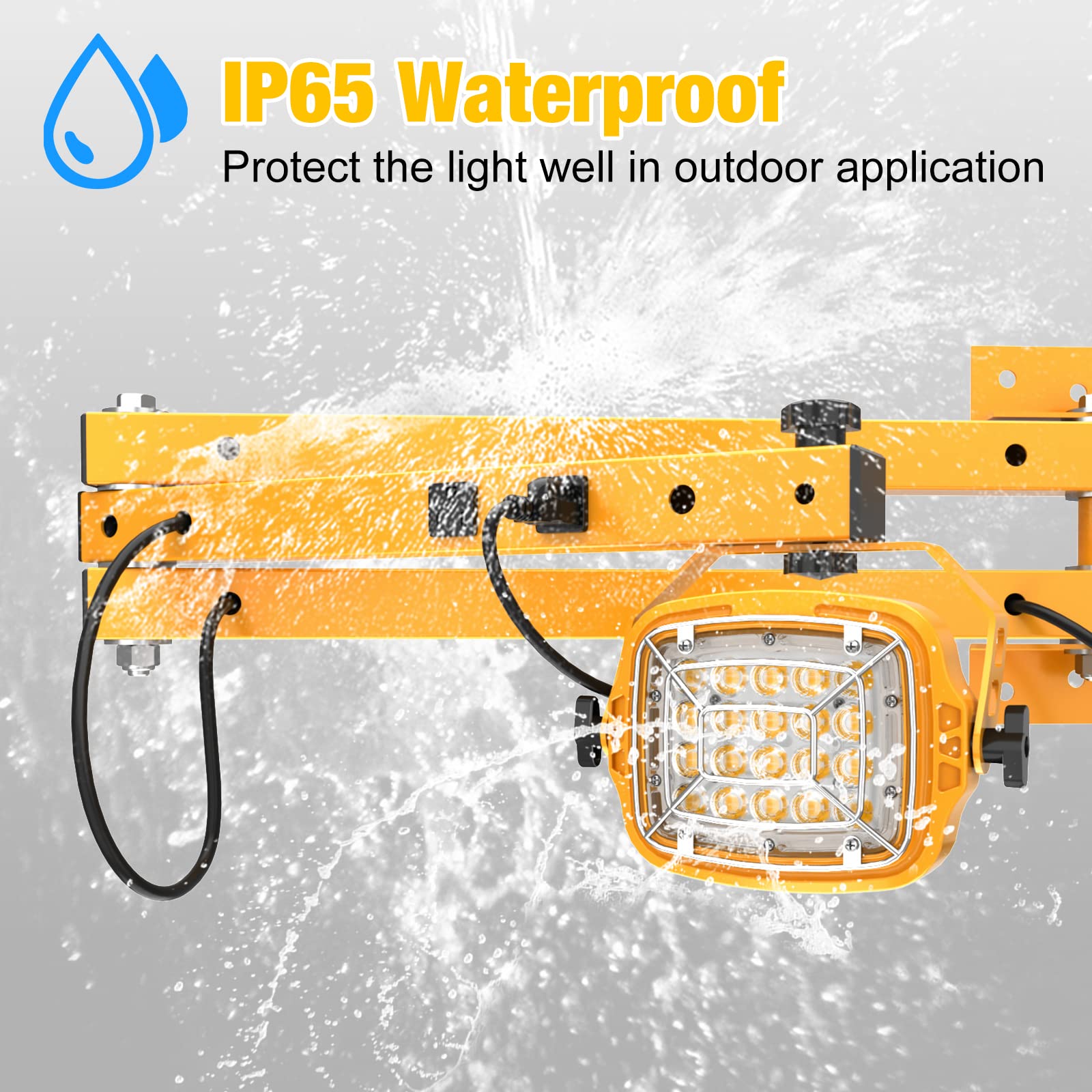 G Gjia 30W Led Loading Dock Light With 40'' Folding Double Arm, Built-In Receptacle 4200 Lumens, 5000K, 360 Rotatable Lamp Head,