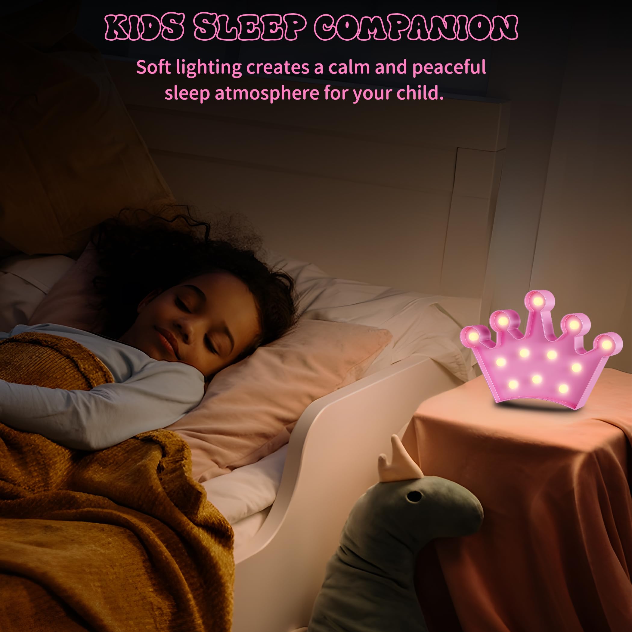 YiaMia Crown Pink Room Decor, Princess Decor for Girls Room, Princess Party Decorations, Birthday Decor, Battery Powered Night L