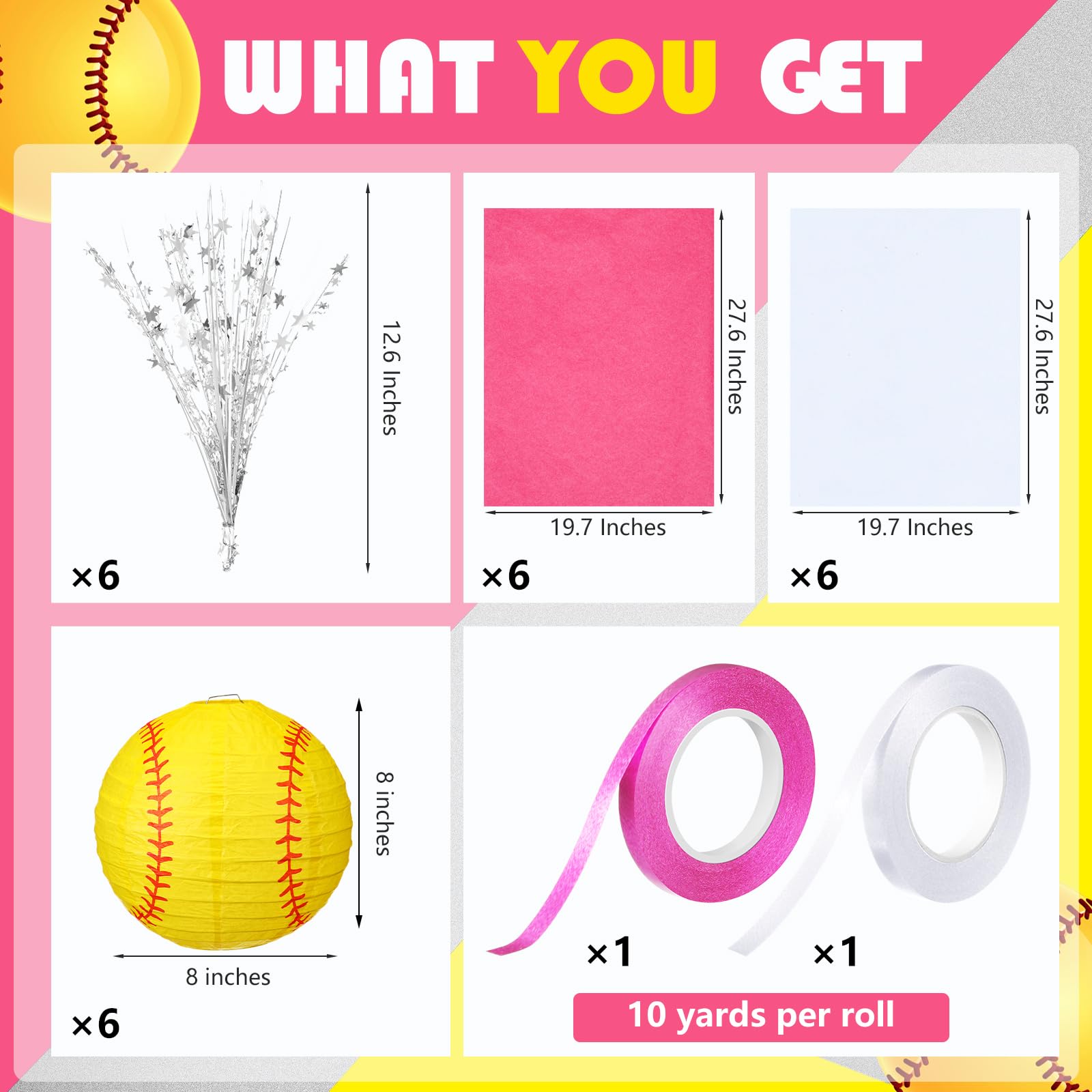Rossesay 26 Pieces Softball Lantern Centerpieces Decorations Softball Centerpieces Supplies With Metallic Foil Spray Centerpiece