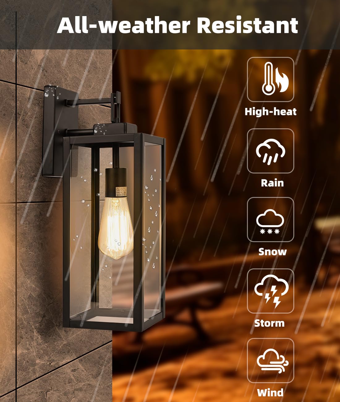 Faymart 2 Pack 18&quot; Outdoor Wall Lantern, Waterproof Sconce Light Fixture, Matt Black