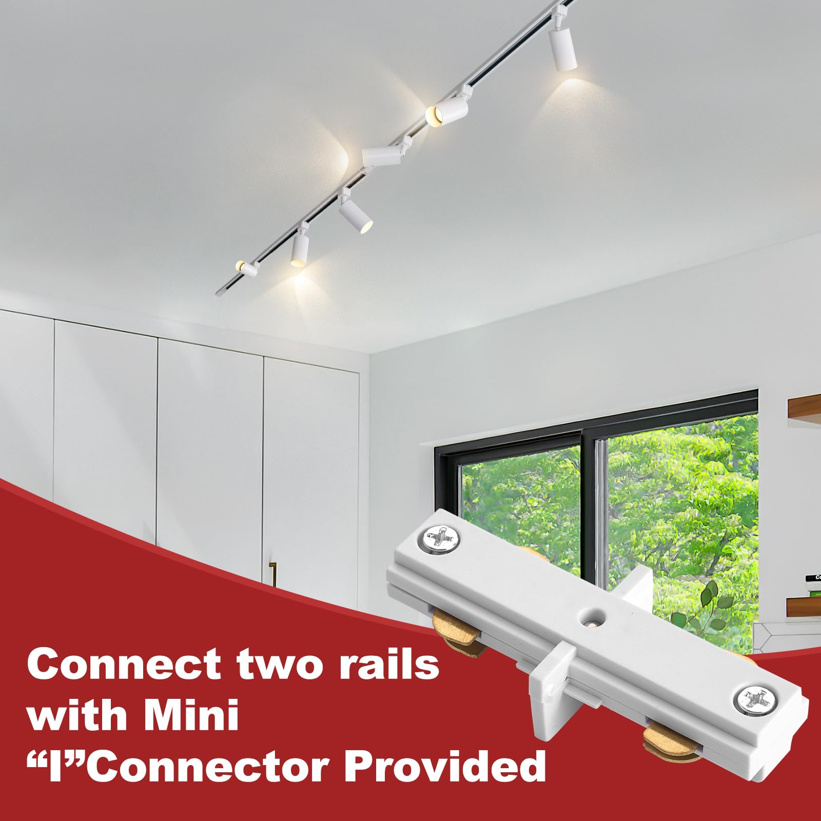 LRAEMXG 6-Light GU10 Track Lighting Kit, Modern White Aluminum Ceiling Fixtures, 6.6FT H Type Rails, Model GU10-008