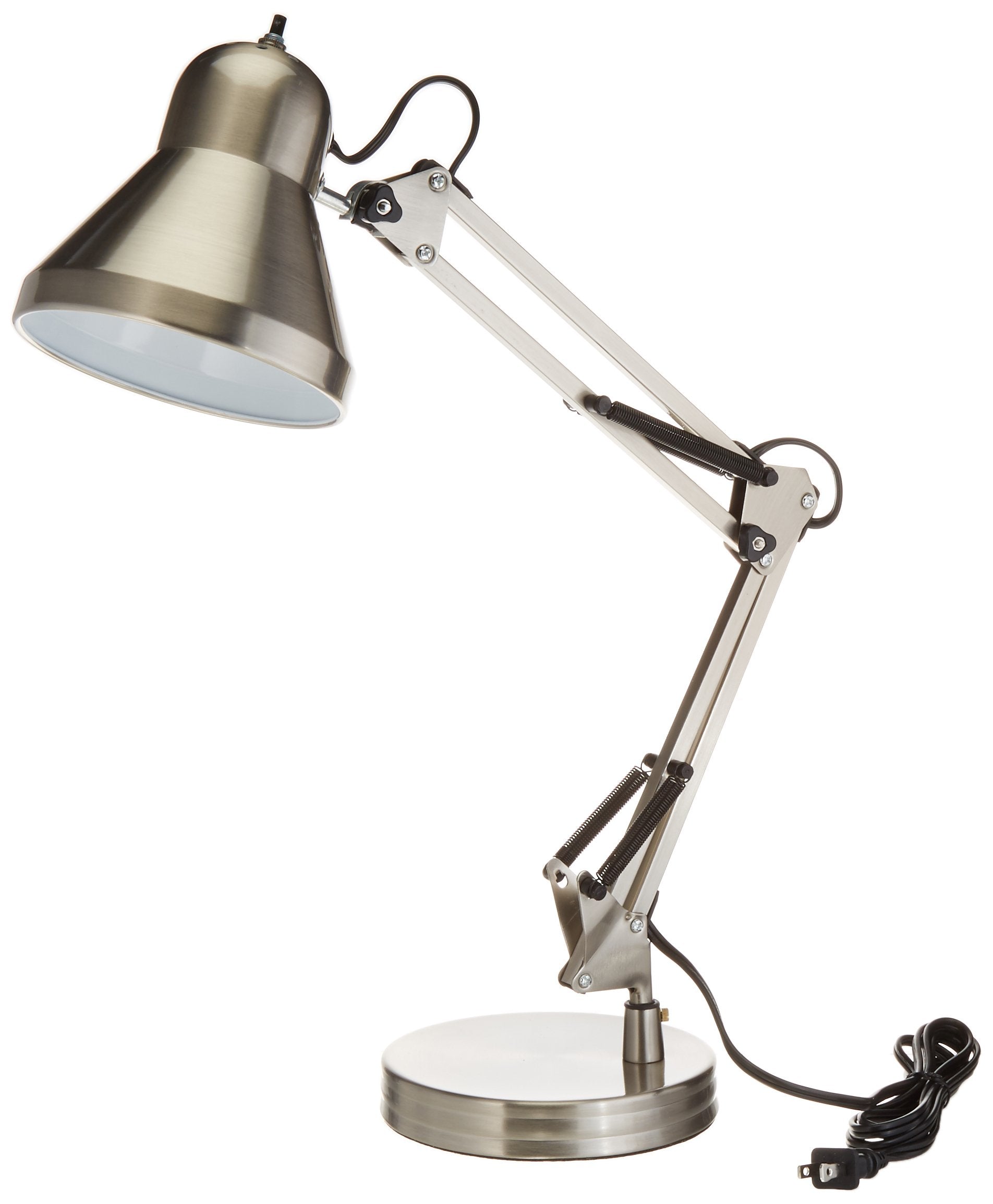 Boston Harbor WK-618E-3L Swing Arm Desk Lamp Holder, Brushed Nickel, Gray