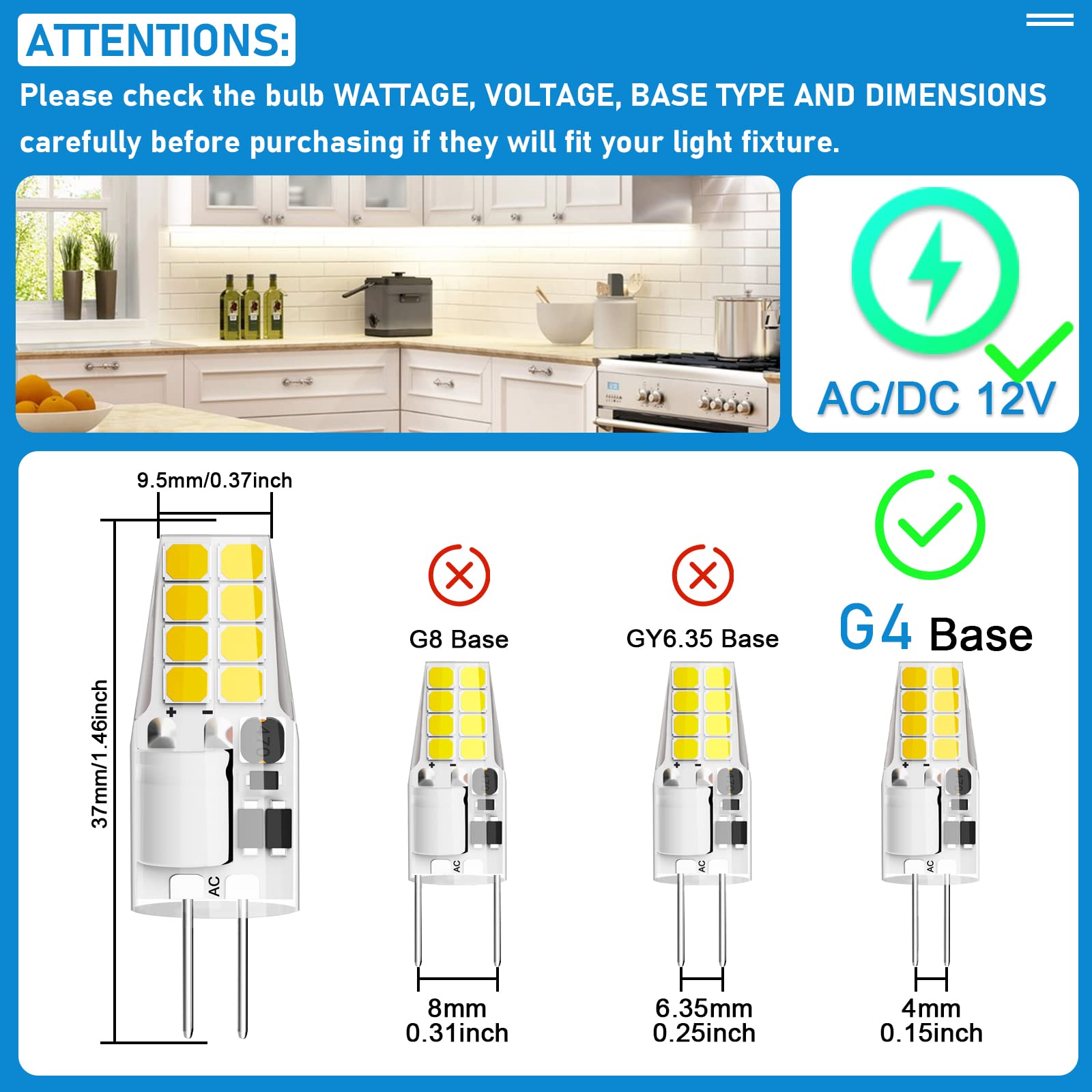 G4 Led Bulb 3W Equivalent To 20W-25W T3 Halogen Bulb, Ac/Dc 12V, Natural White 4000K, Jc Type G4 Bi-Pin Base Light Bulbs For Und
