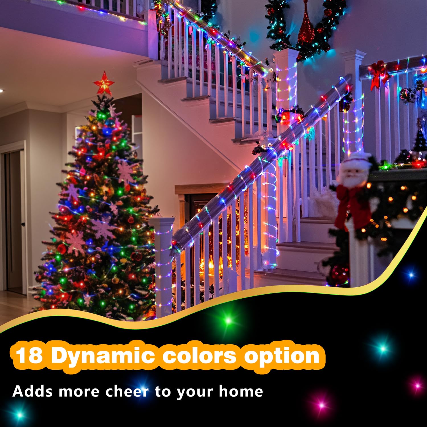 Glpe Led Rope Lights Indoor With Usb Powered, 66Ft (33Ft X 2 Pack) 200 Led String Lights Outdoor With Remote,16 Color Changing Rope Lights For Outside Garden Party Wedding Christmas