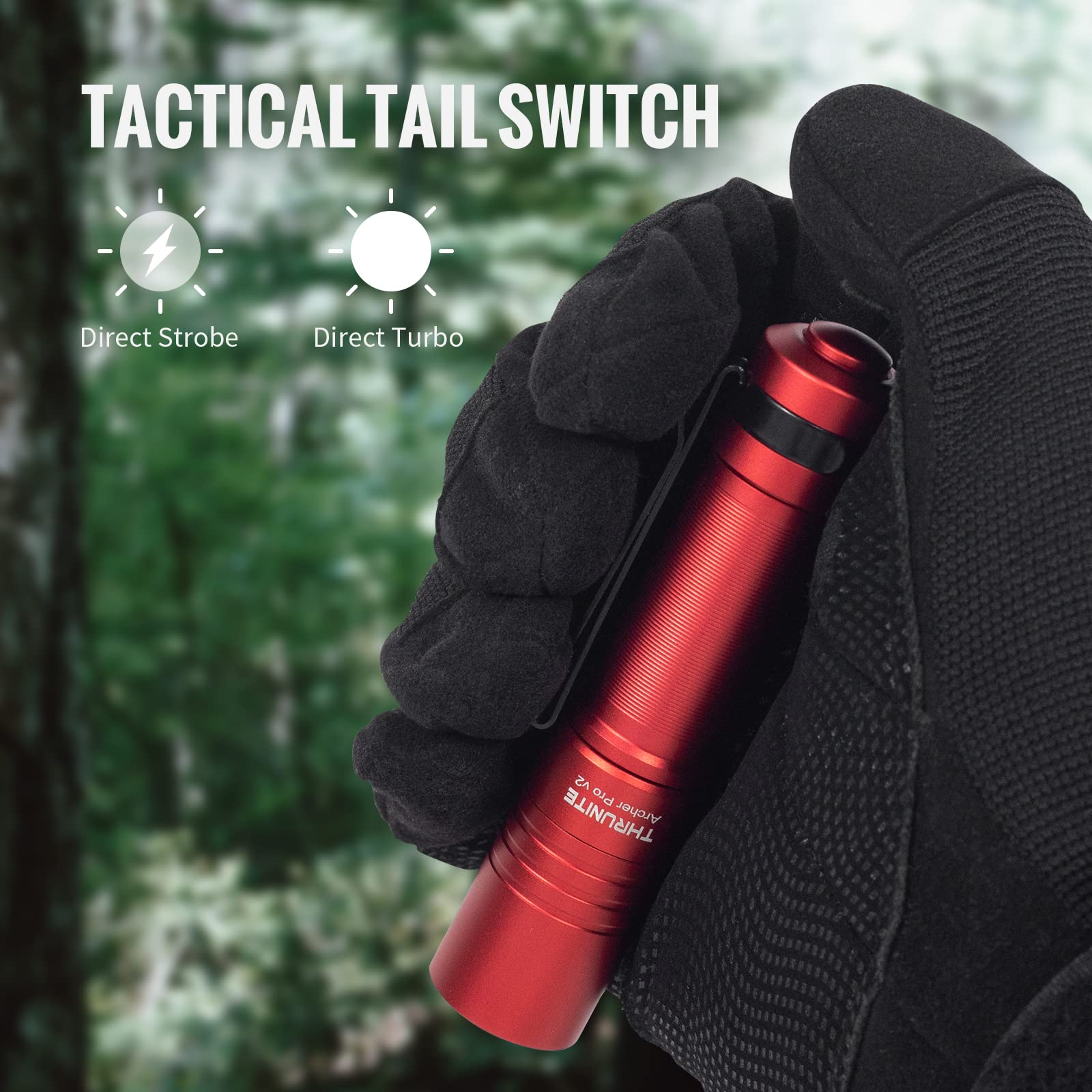 ThruNite Archer Pro V2 EDC Flashlight - 950 Lumens, USB-C Rechargeable, Pocket Size, Aluminum, Red CW