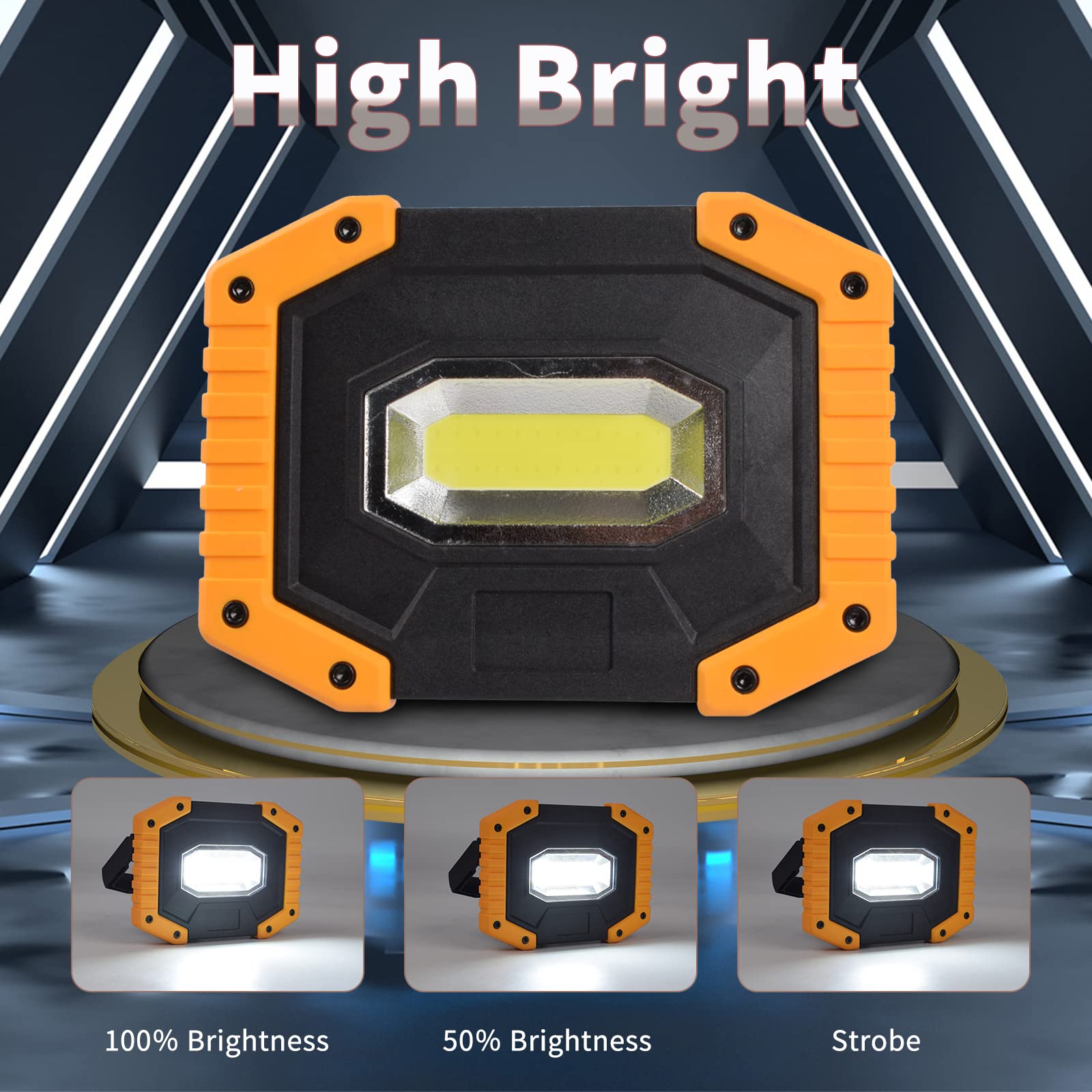 Otyty Work Light Rechargeable, Led Work Light Portable Flood Lights Magnetic Led Light For Outdoor Camping Hiking Emergency Car Repairing Job Site Lighting 2 Pack (W841 Yellow)