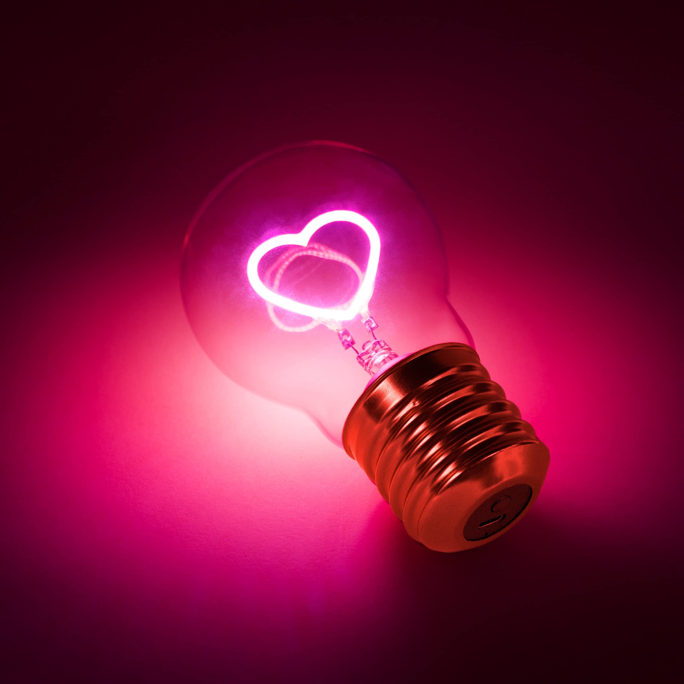 Suck UK Heart Neon Light Lamp | Pink Rechargeable Table Lamp | Touch Control | Glass | 1 Count | Romantic Bedroom Decor