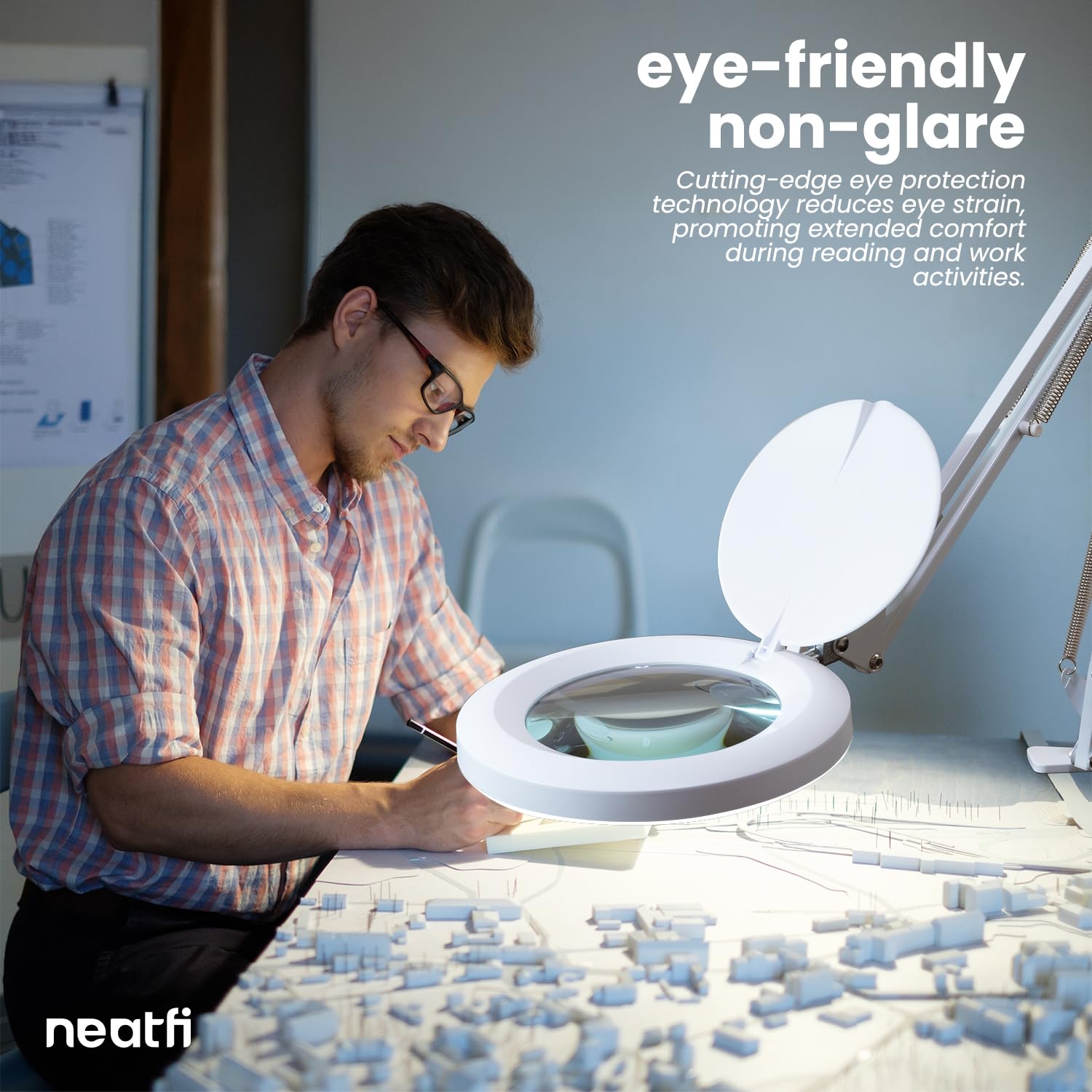 (New Model) Neatfi Led Magnifying Lamp With Clamp, 5D Magnification, 120Pcs Smd Leds, 12W, Adjustable Color Temperature (White,