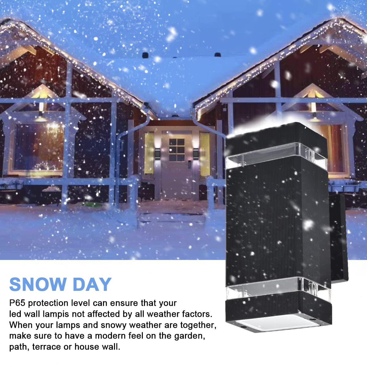 Iyogaled Up & Down Outdoor Wall Sconce Lights - Blue Dusk To Dawn, 3 Pack, Aluminum Fixtures