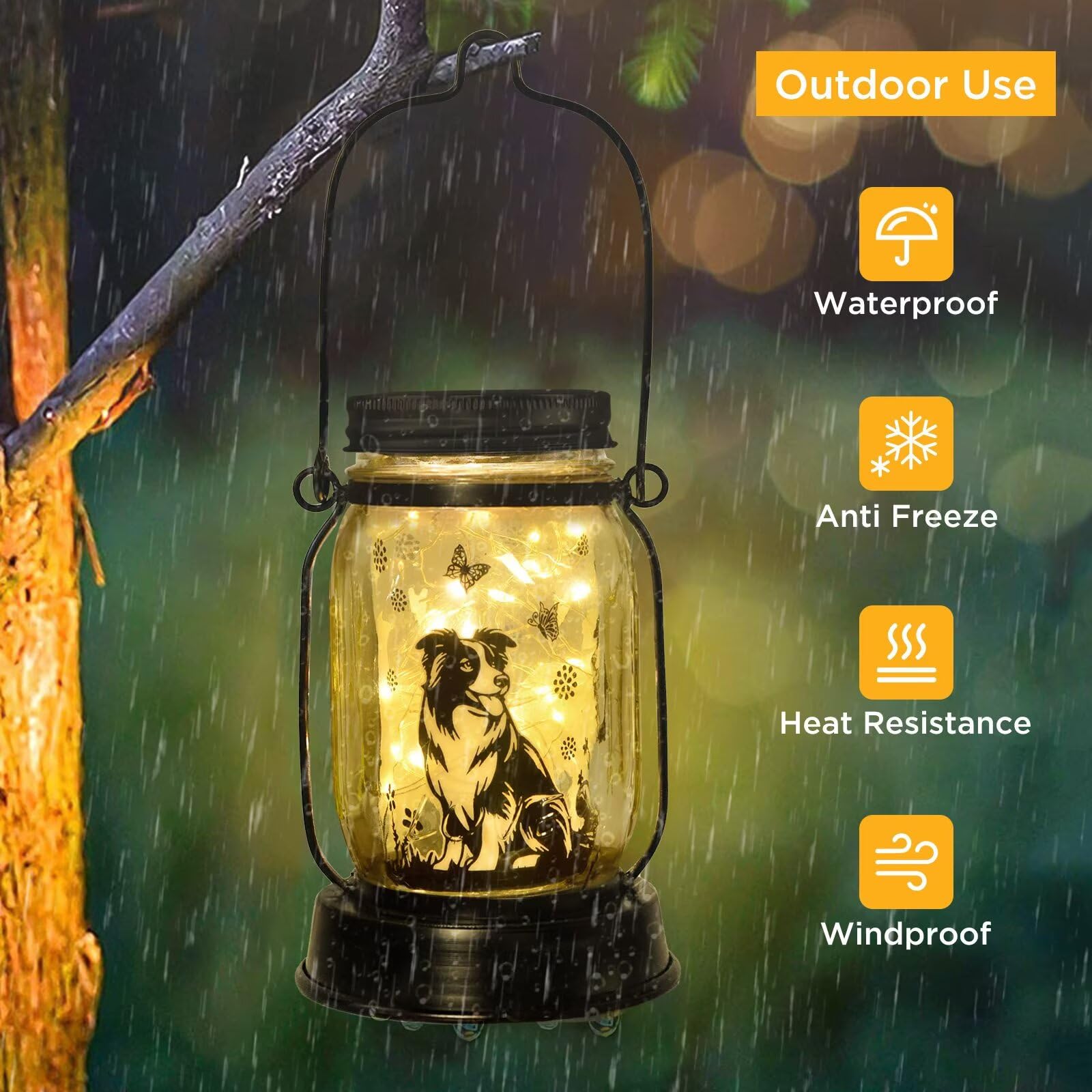 Border Collie Gifts For Women/Men Border Collie Solar Lanterns Dog Mom Birthday, Dog Lovers Lantern, Pet Loss Pet Memorial Light