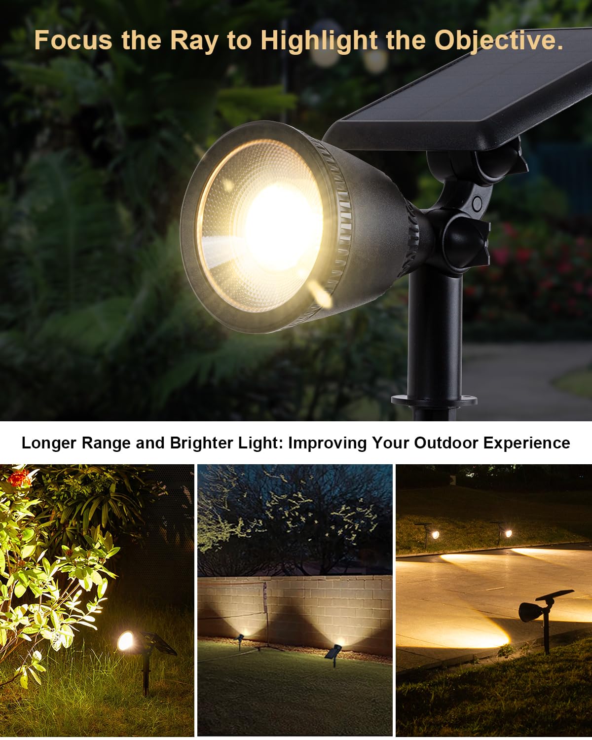 2 Pack Outdoor Solar Powered Spot Lights Waterproof Bright Led Spotlights Outside Uplighting For Yard Flag, Tree, Lawn, Garden,