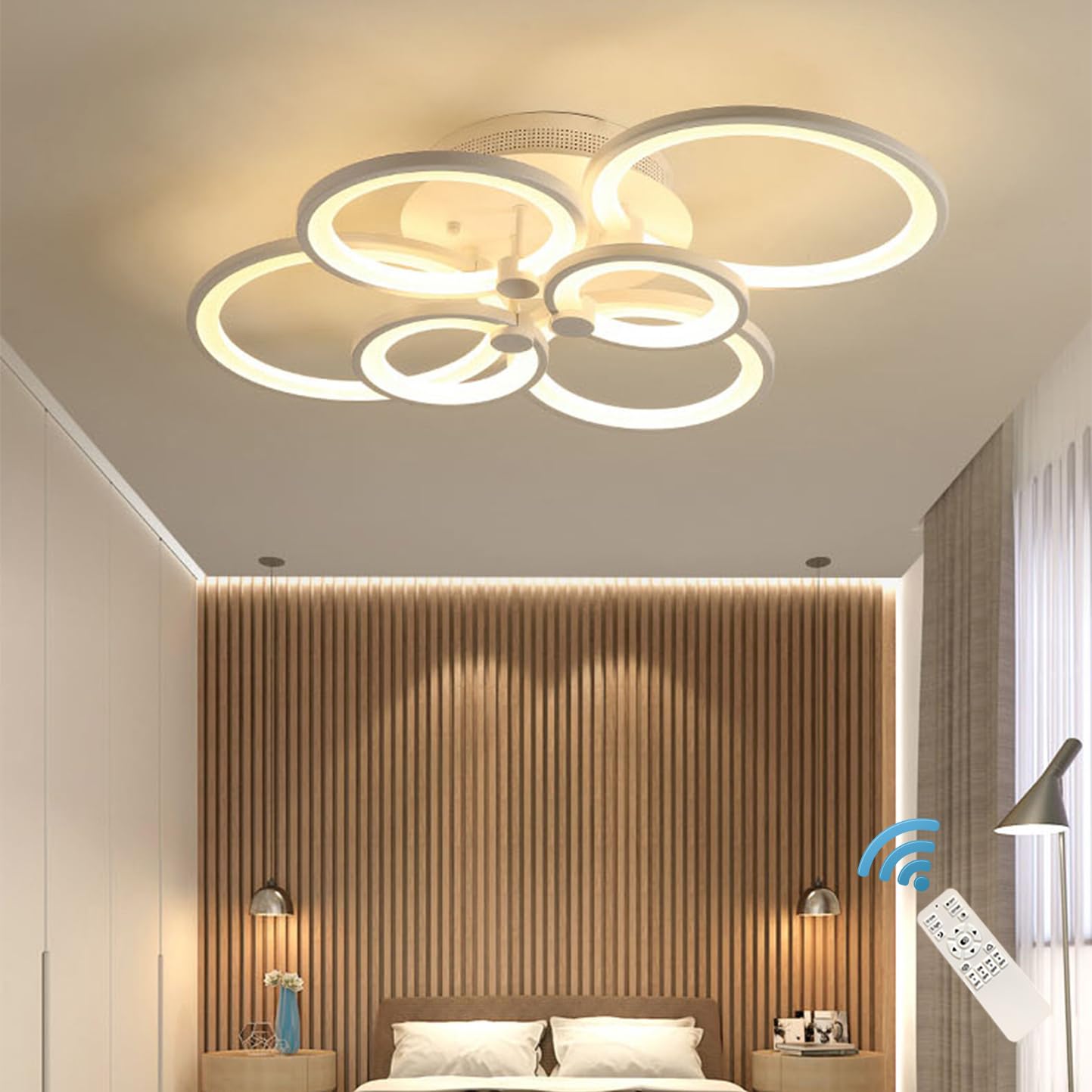 Ganeed LED Ceiling Light Fixture with Remote Control,72W Modern Acrylic Chandeliers,Dimmable Light Color Flush Mount Ceiling Lam