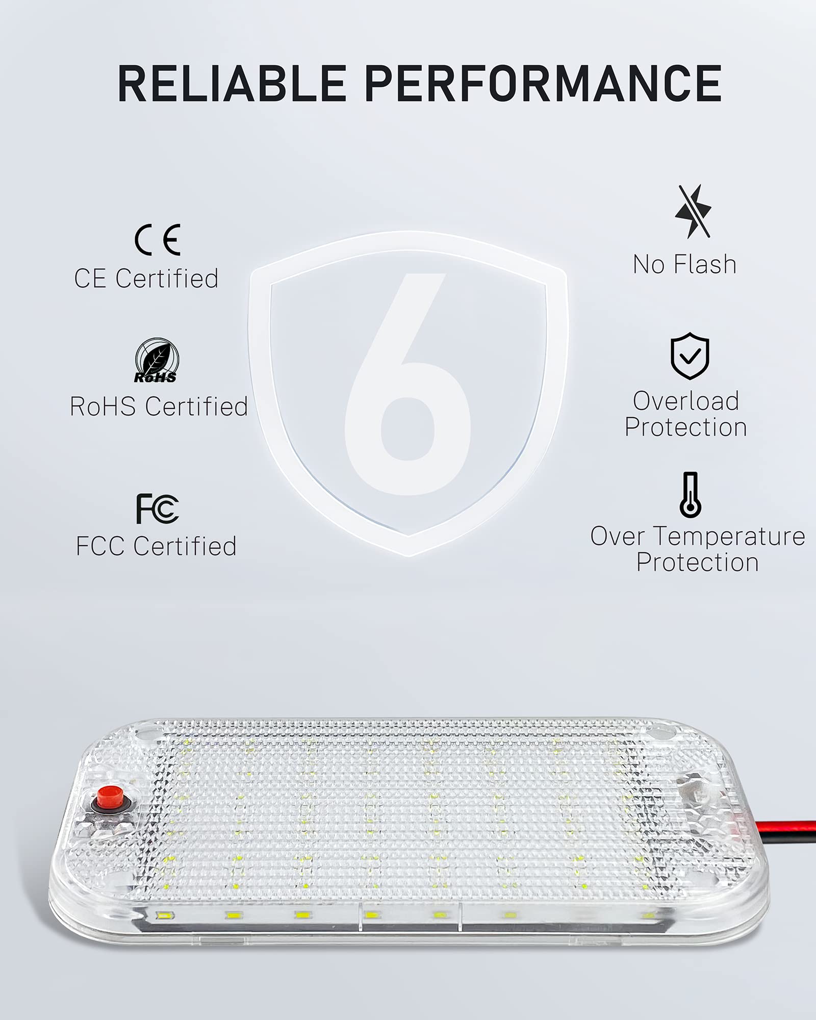 Mertturm Dome Light For Rv Interior, 48Led 800Lm Ultra Bright 12 Volt Led White Lights, Rv Ceiling Light With Switch Control, Id
