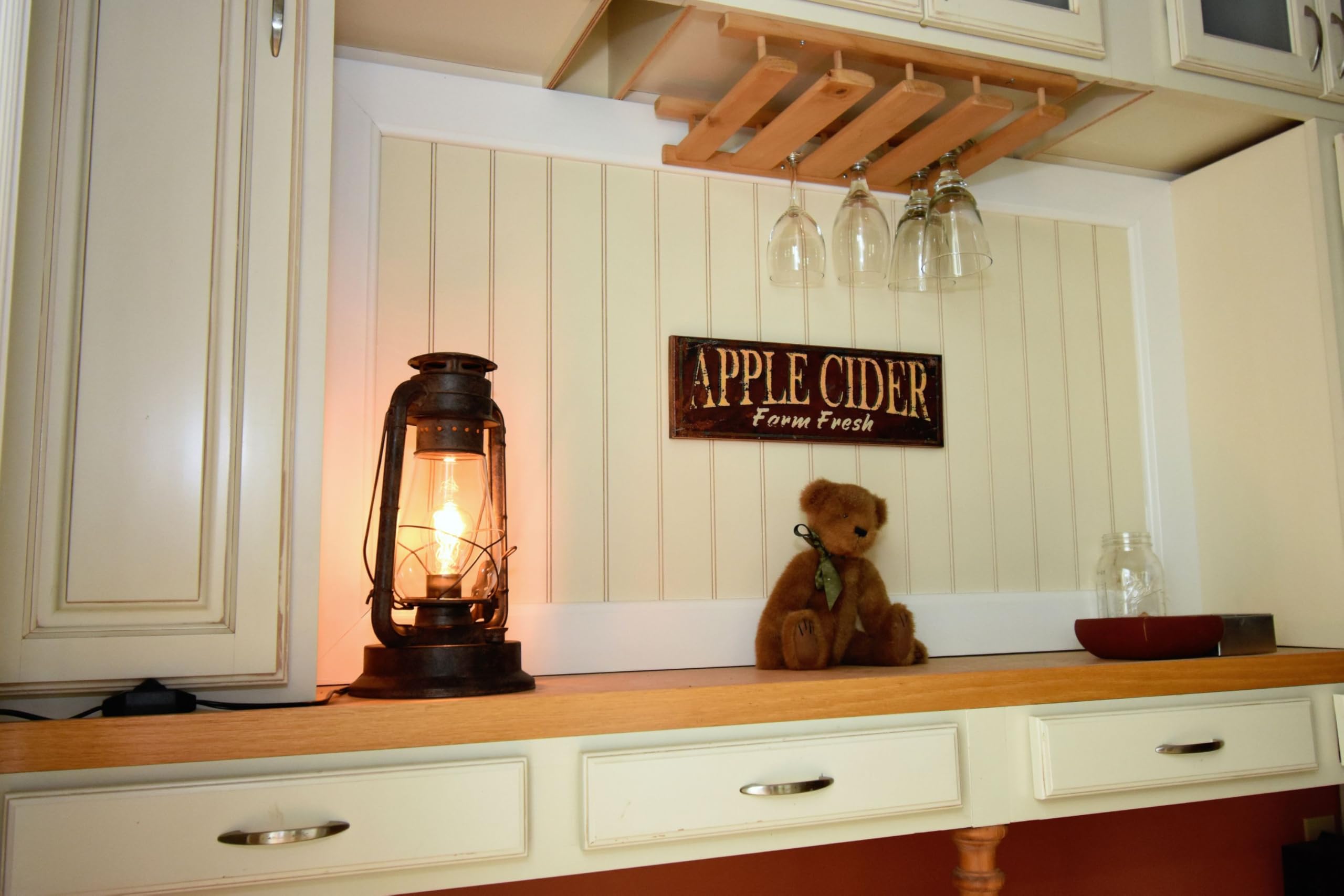 Rustic Farmhouse Lantern Table Lamp: Dimmable, Edison Bulb, Line Cord Dimmer - Large Body, Rustic Finish - Set Of Two - Ul Usa/U