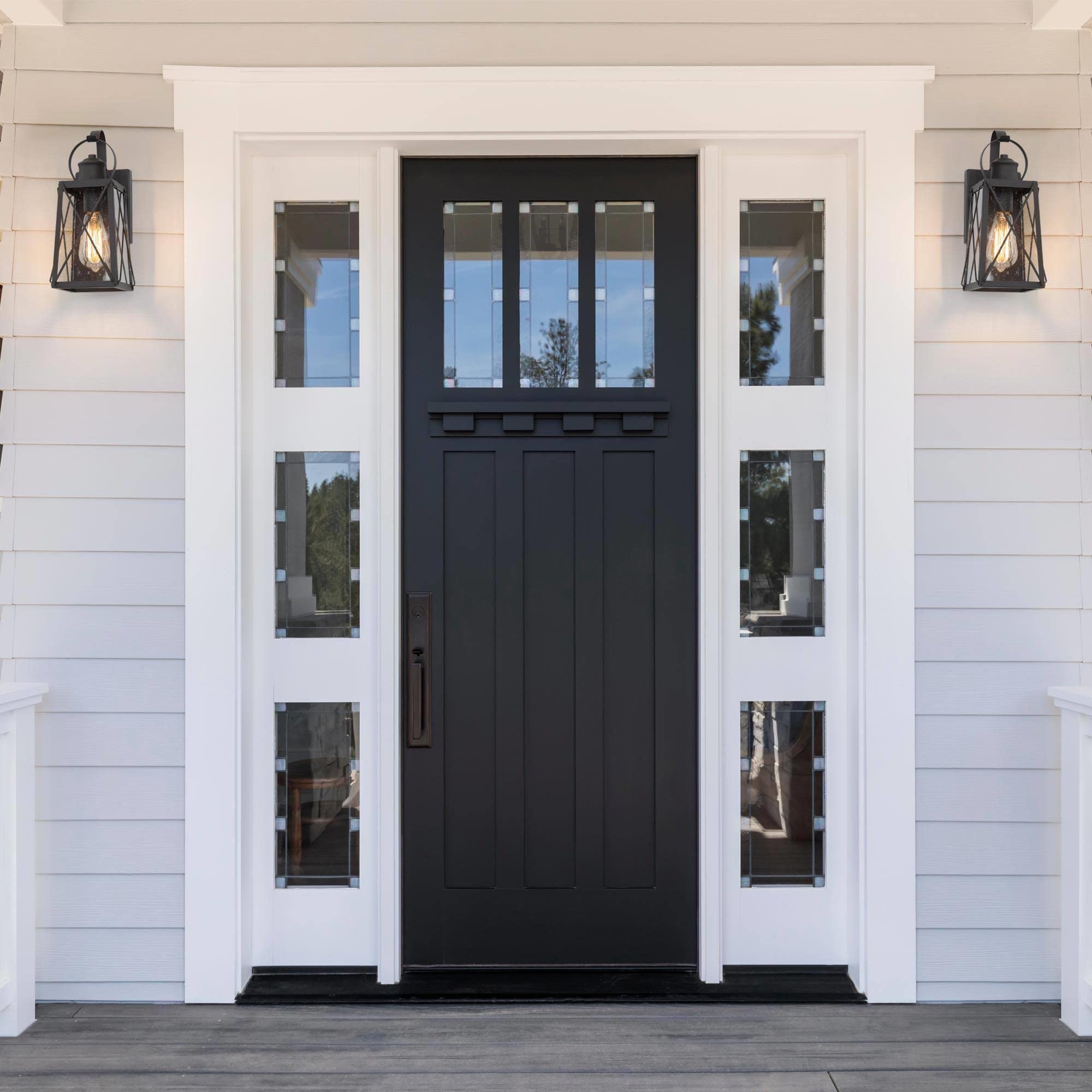 Gepow Outdoor Wall Lights, Waterproof Seeded Glass Sconces, Textured Rust For Entry & Patio