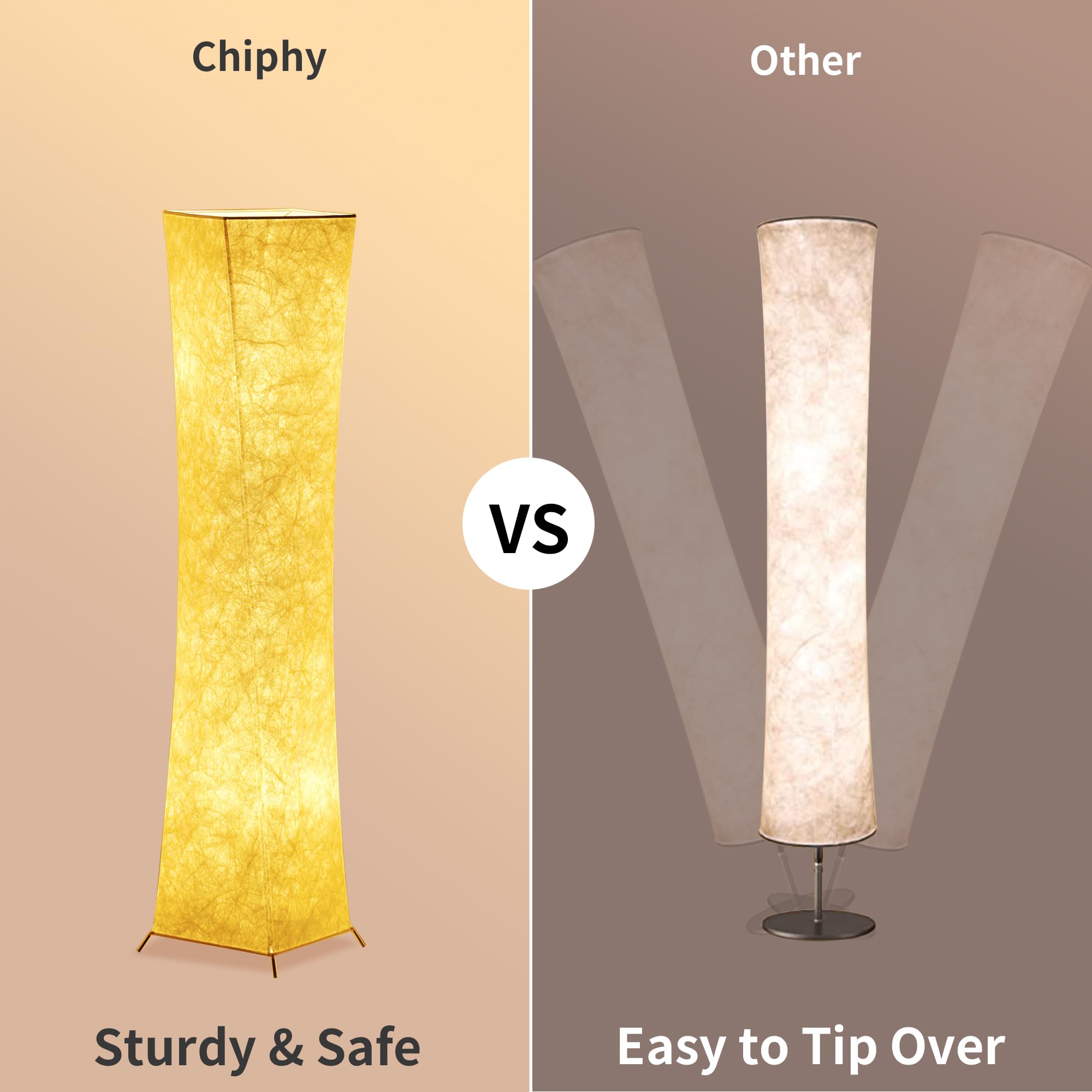 chiphy Dimmable Floor Lamp, 52" Tall, 12Wx2 LED, Adjustable Brightness, White Fabric Shade, Model SF210-107(A)