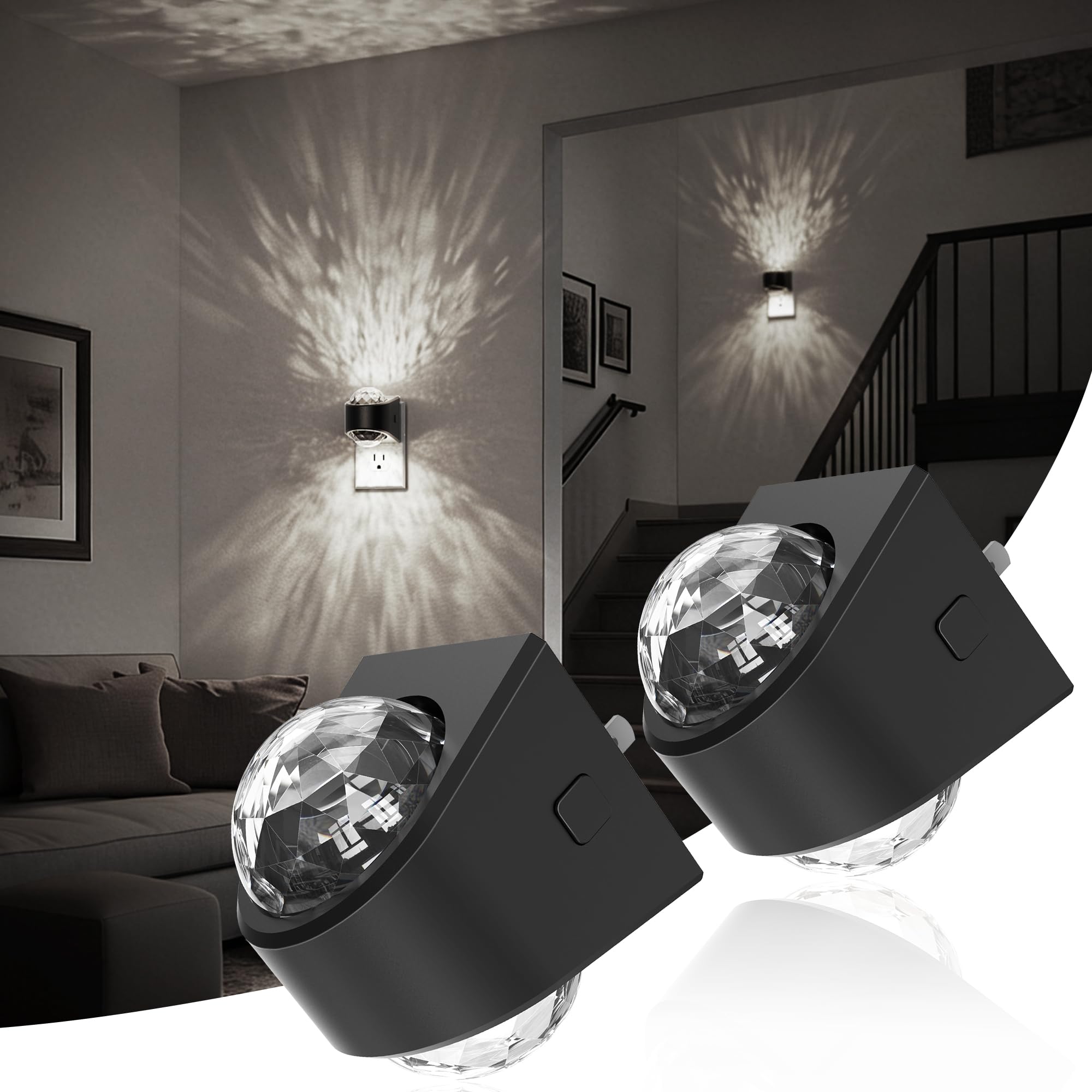 JandCase Night Lights Plug into Wall  2 Pack Star Projector Night Light with 5000K Daily White  Automatic Galaxy Nightlight Plug in with Light Sensor for Bathroom Hallway Room Decor
