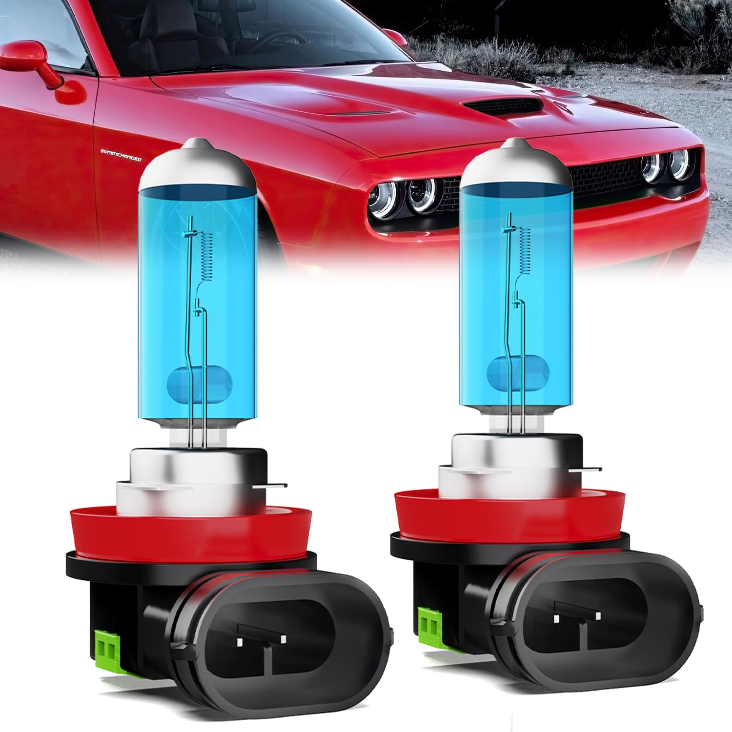 Leccibub Fog Light Bulbs Compatible With Dodge Challenger 2015-2020, H11 Fog Lights Halogen Light Bulb, Super Bright 6000K White