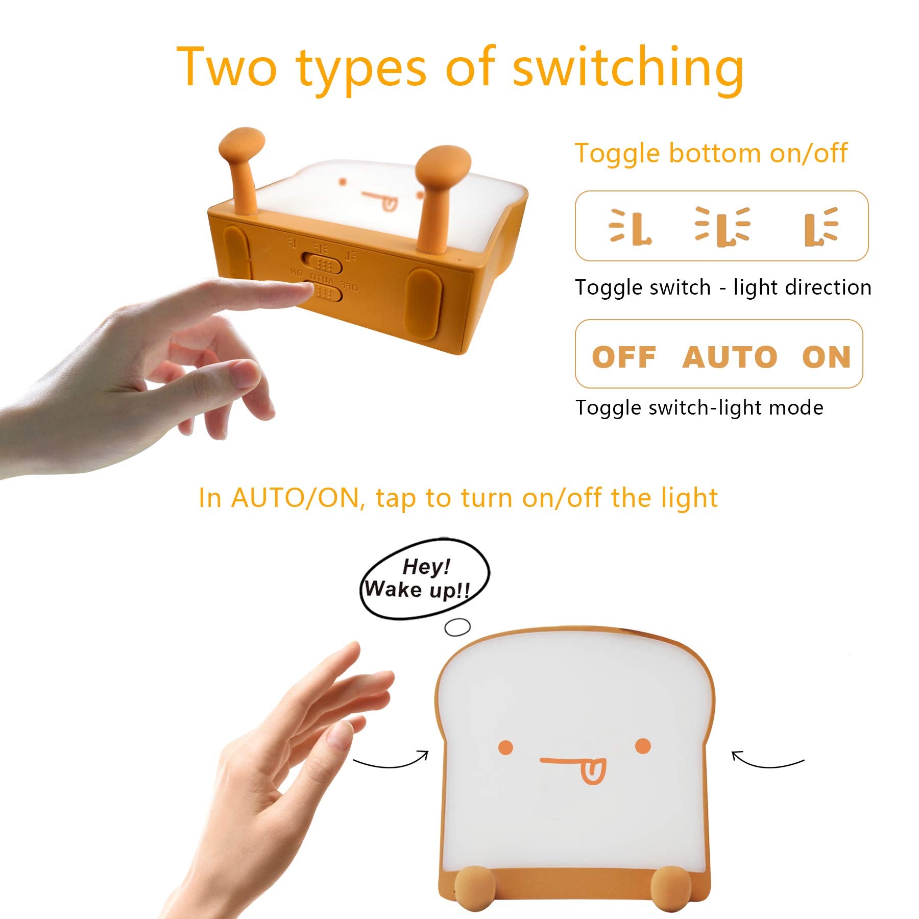 Qanyi Portable Toast Bread Led Night Light - Cute Rechargeable Bed Lamp For Teens & Kids