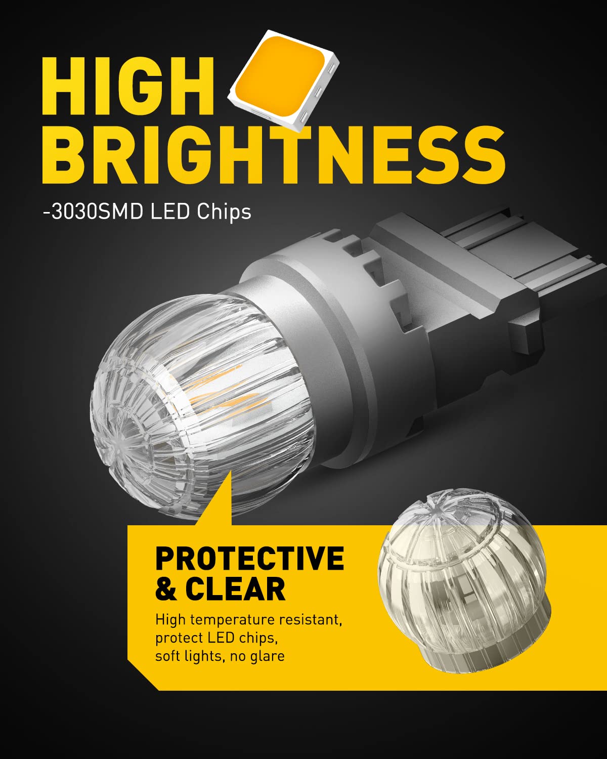 Auxito 3157 Led Bulb Turn Signal Amber Yellow 350% Brighter, 3056 3156 4057 4157 Led Light For Blinker Turn Signal Lights, Brake