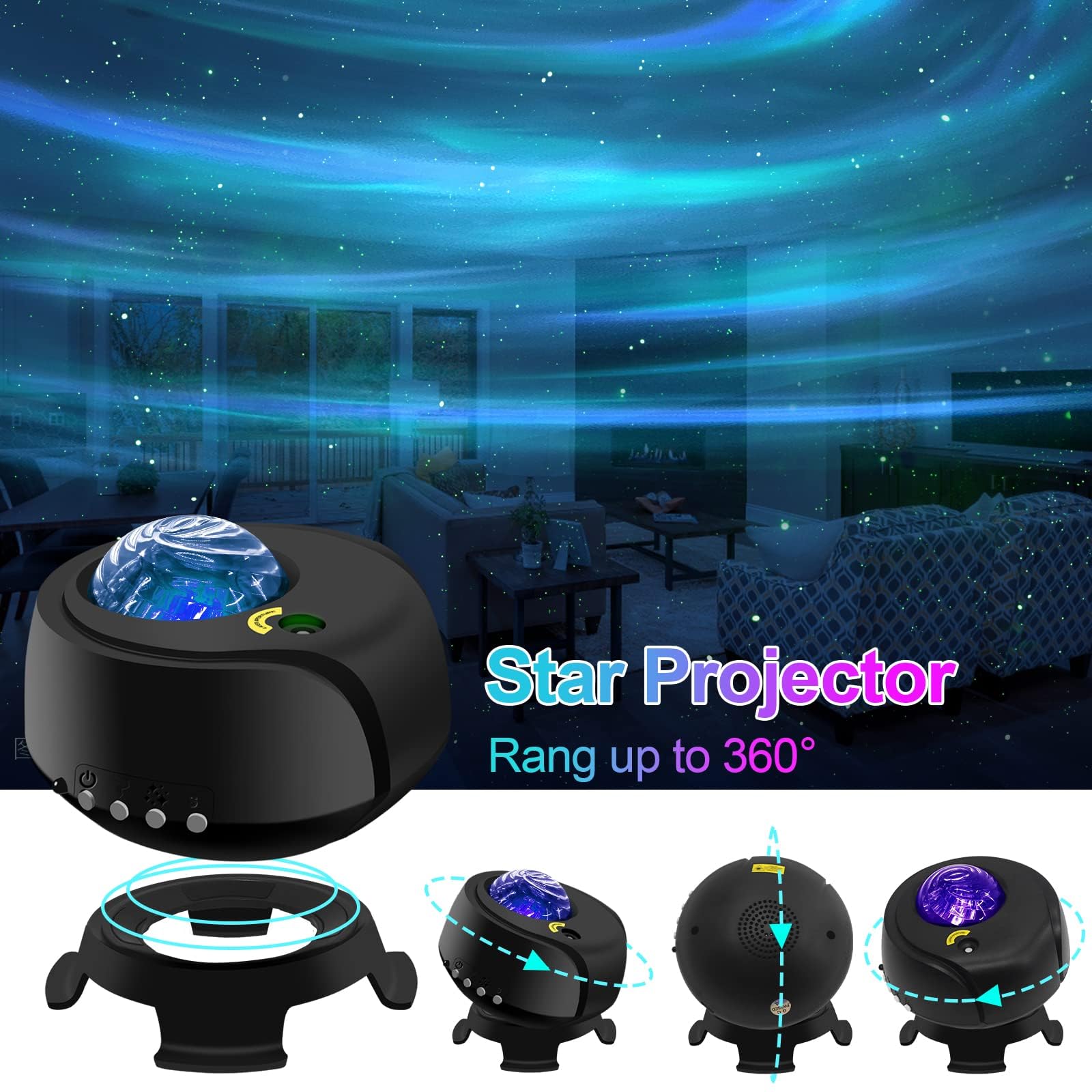FLITI Galaxy Projector, Star Projector with Changing Nebula Shapes, Black, Model: galaxy projector-1, Size: Star Projector