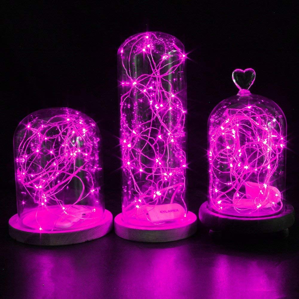 Hdshimao Pack Of 3 Sets Led Starry String Lights With 10 Micro Leds On 3.3Ft(1M) Copper Wire, Fairy Lights Battery Powered By 2X Cr2032(Incl), For Wedding Or Christmas Party Table Decorations (Pink)