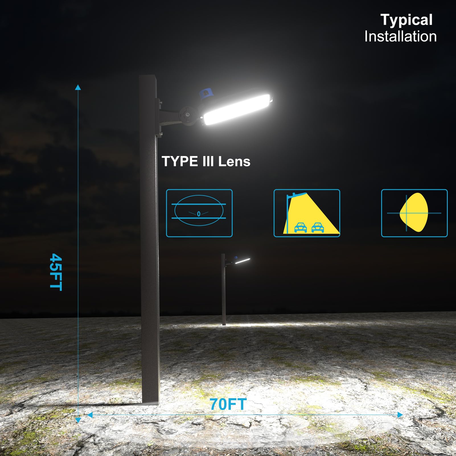 Lightdot 320W LED Parking Lot Lights, 48000LM, IP65, Brown, Aluminum, Model LSB-06, 4Pack