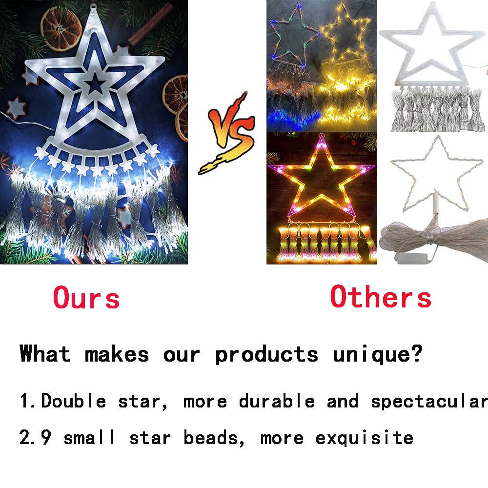 Aokudoni 12.6Ft 350 Led Star Christmas Lights - 8 Modes Outdoor Holiday Decor, Cool White