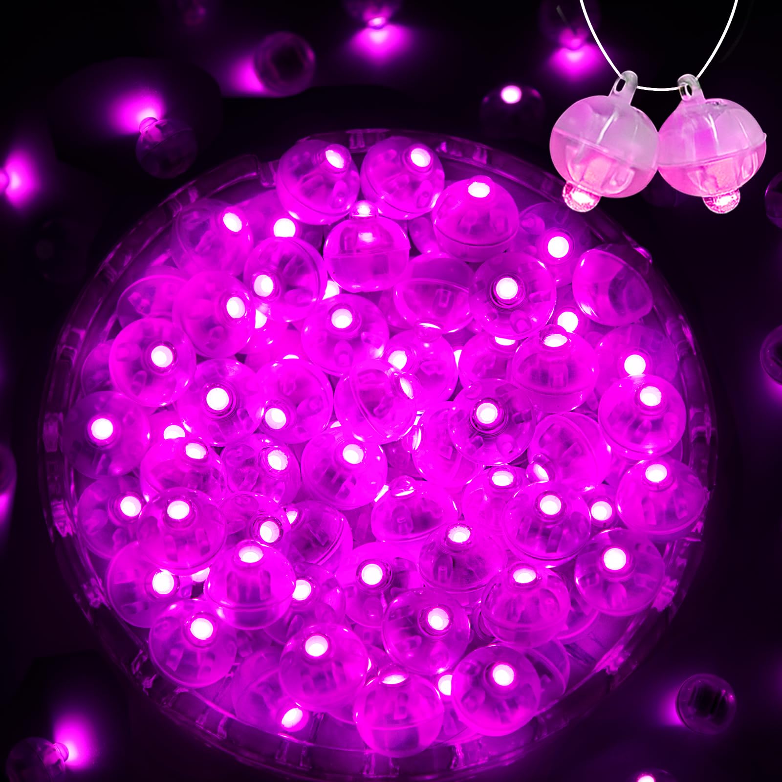 ZGWJ Mini LED Lights for Party Decorations, 100 Pcs, Plastic, Glow Steadily Pink, Model A01-Mini