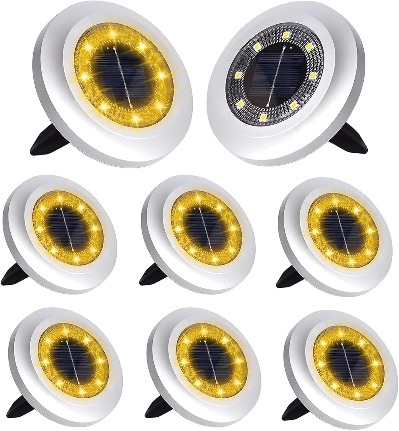 Yakalla Solar Garden Lights, 8 Pack Warm White Outdoor Pathway Lighting, ABS Material, Model 750073455169