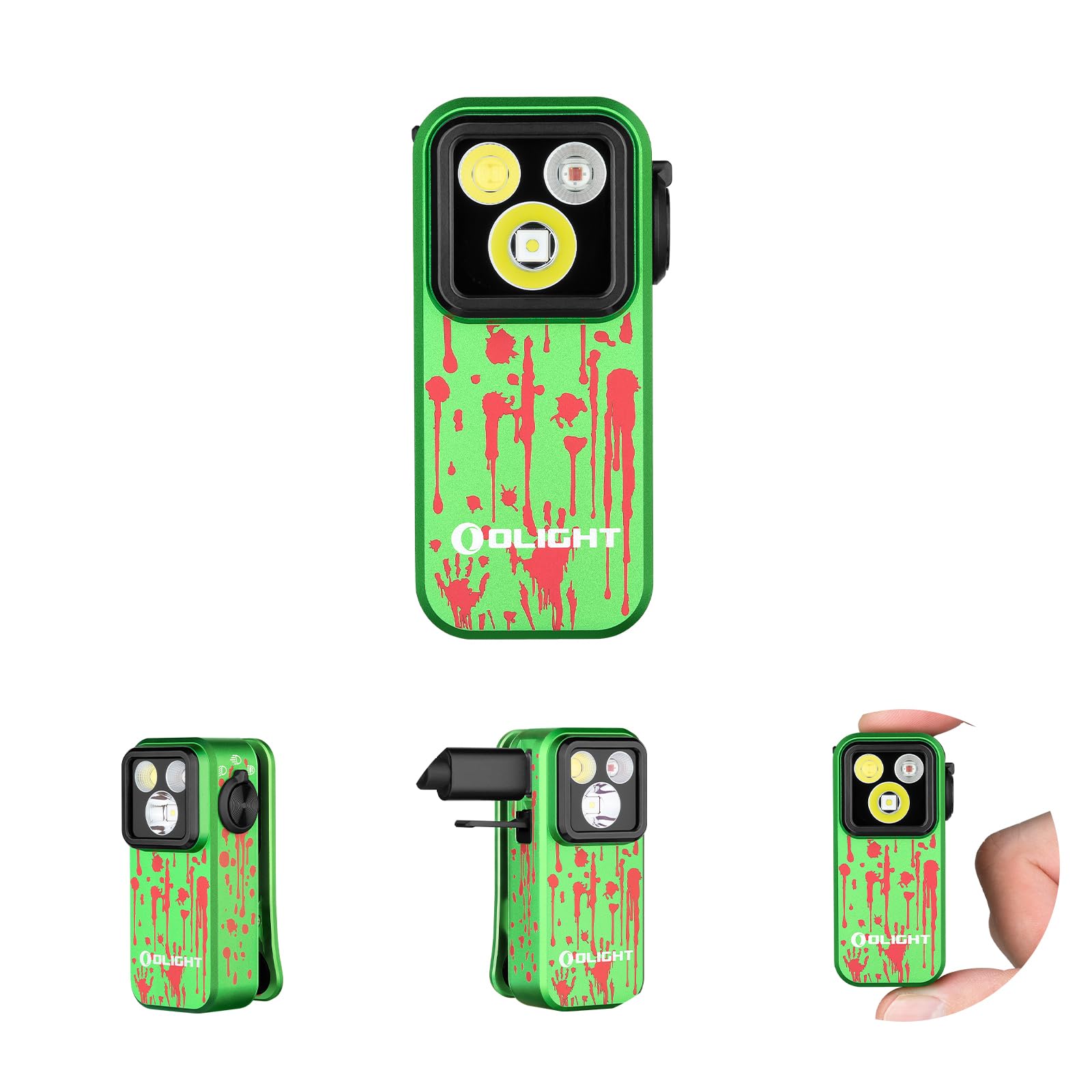 Olight Oclip Pro Edc Flashlight Clip-On Light  Rechargeable 500 Lumens With Three Lighting Solutions Type-C Charging  Magnetic Flash Lights For Signaling  Cycling  Outdoor Or Indoor Use(Zombie Green)