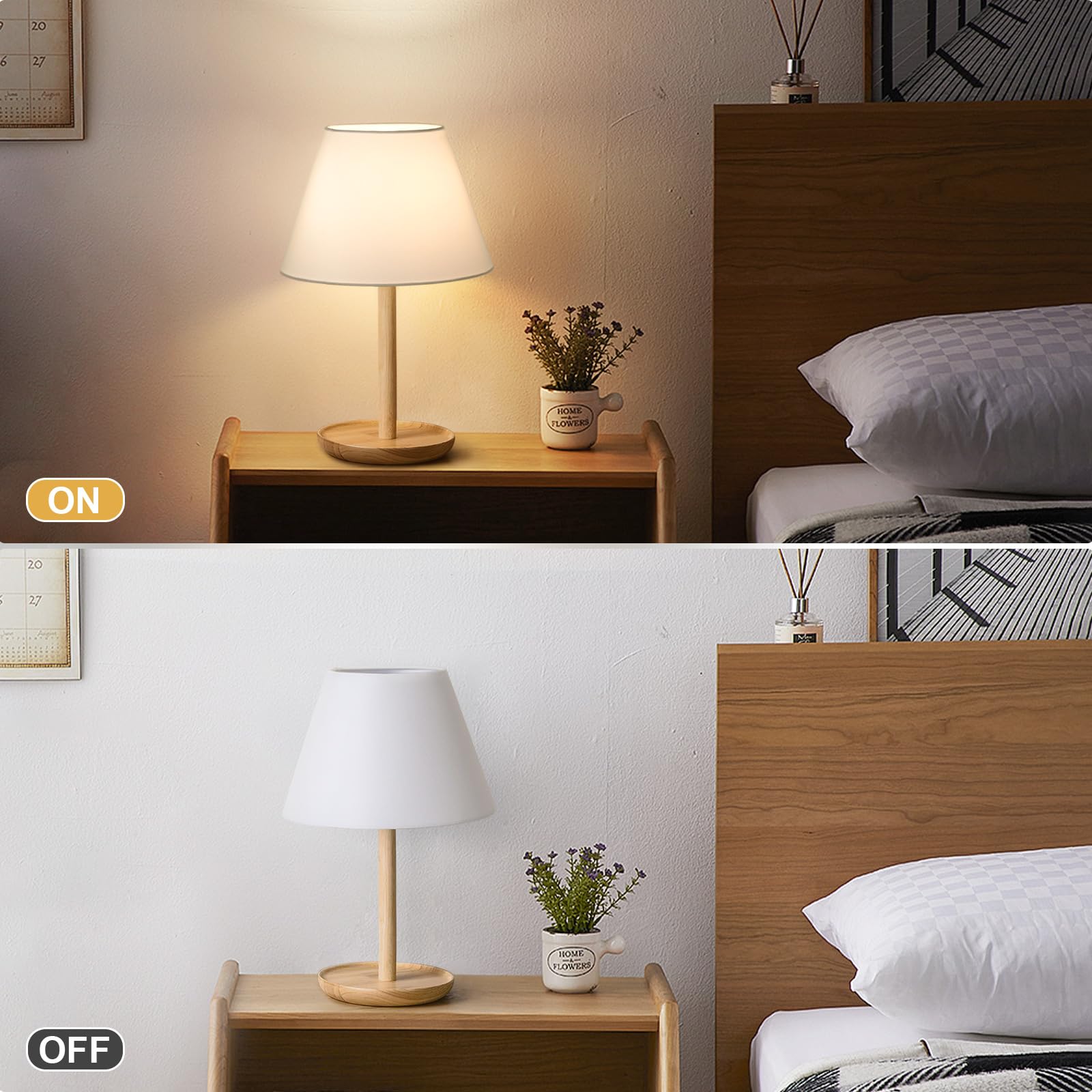 Seaside Village Small Lamp Shades Set of 2, White Fabric 5.5" x 10" x 6.6", Spider Fitter, Clip-on Adapters Included