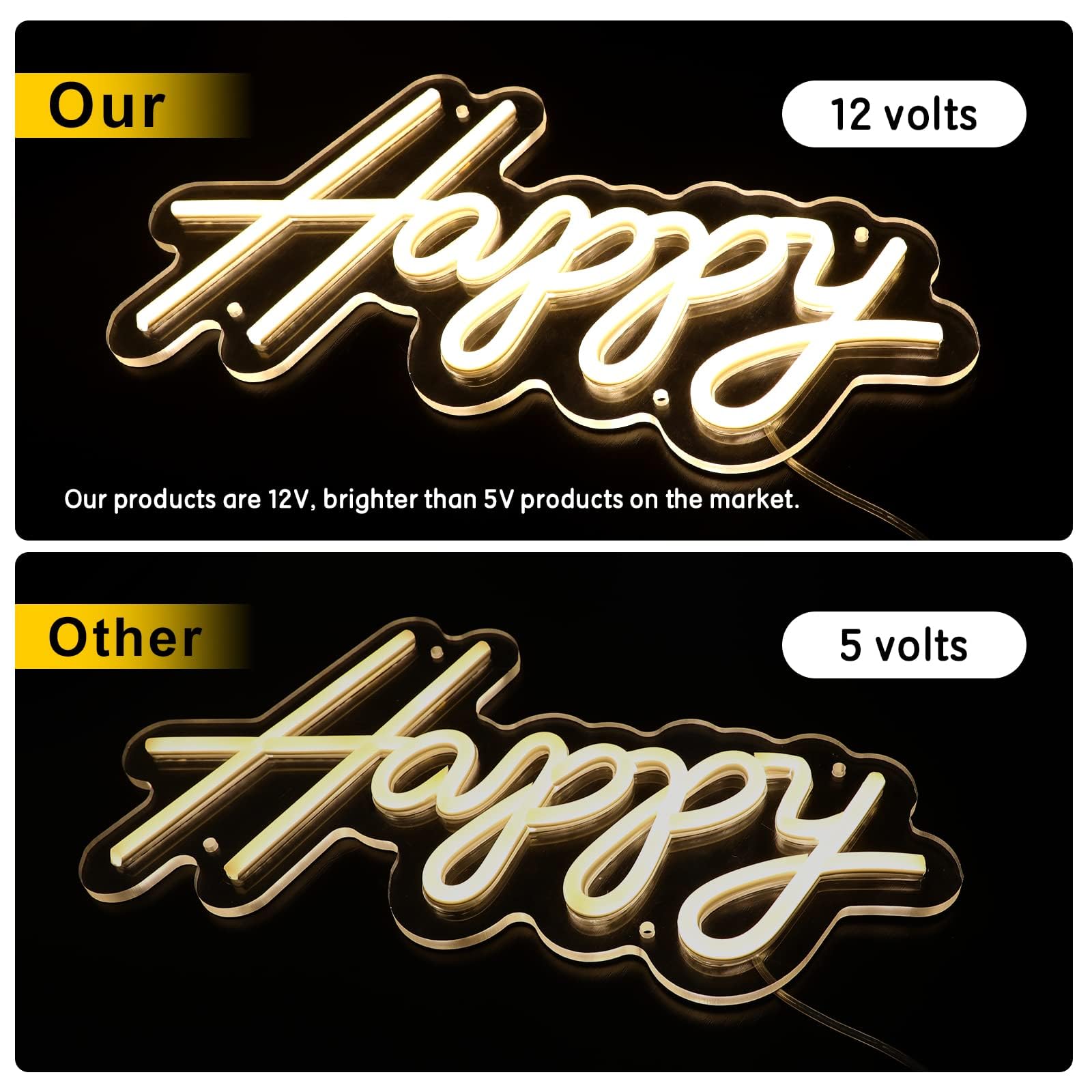 ATOLS Neon Birthday Sign Set, 2PCS with Dimmer, Acrylic, White, 16.5x8in & 23x8in for Wall Decor