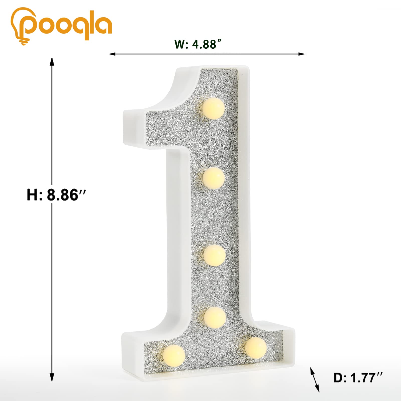 Pooqla Colorful Marquee Numbers with Remote, RGB Light Up Numbers, Glitter LED Lighted Number Lights Battery Powered, Christmas