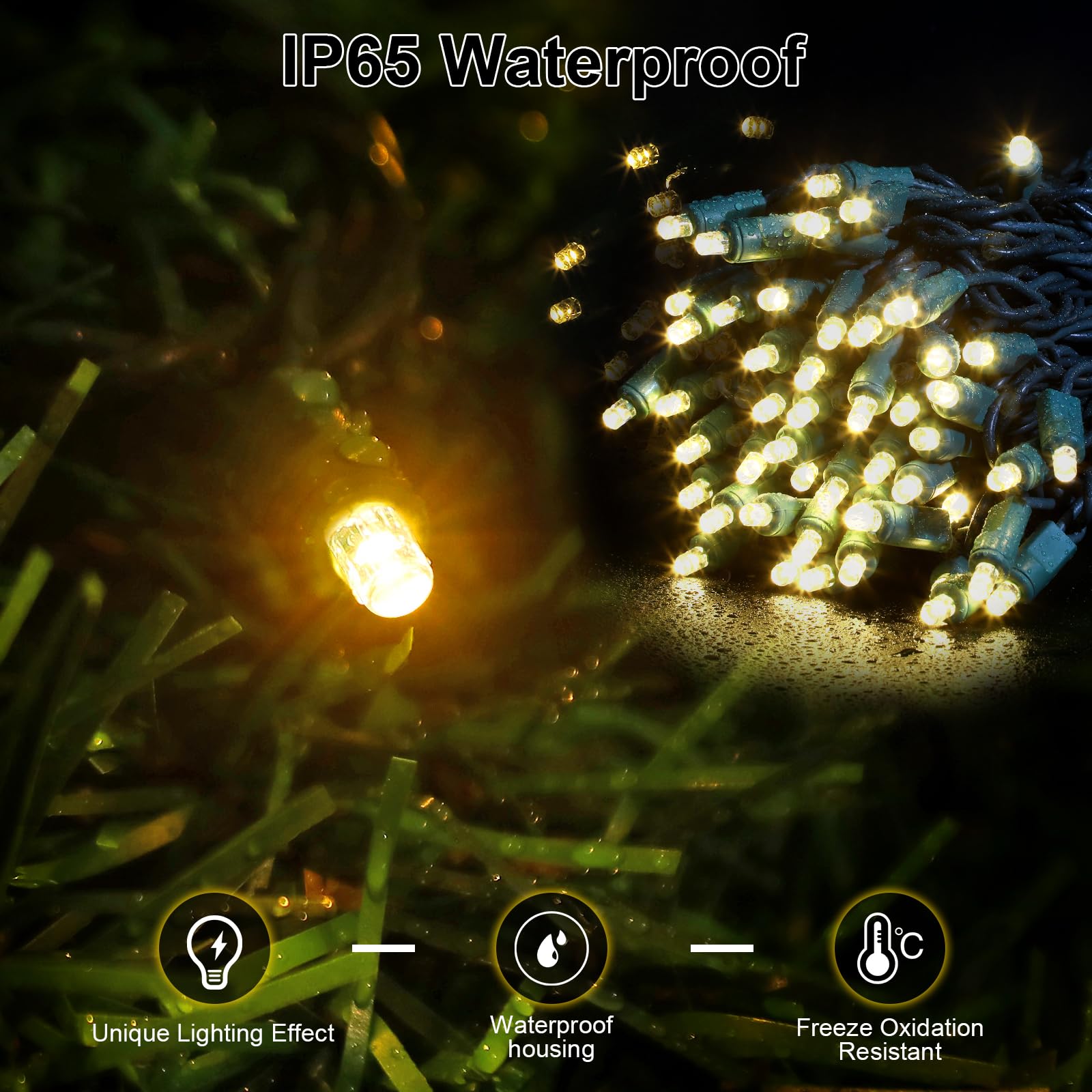 Warm White Led Christmas Lights - 25Ft 50 Counts Christmas Lights Outdoor Waterproof, 5Mm Wide Angle Commercial Grade Mini Light