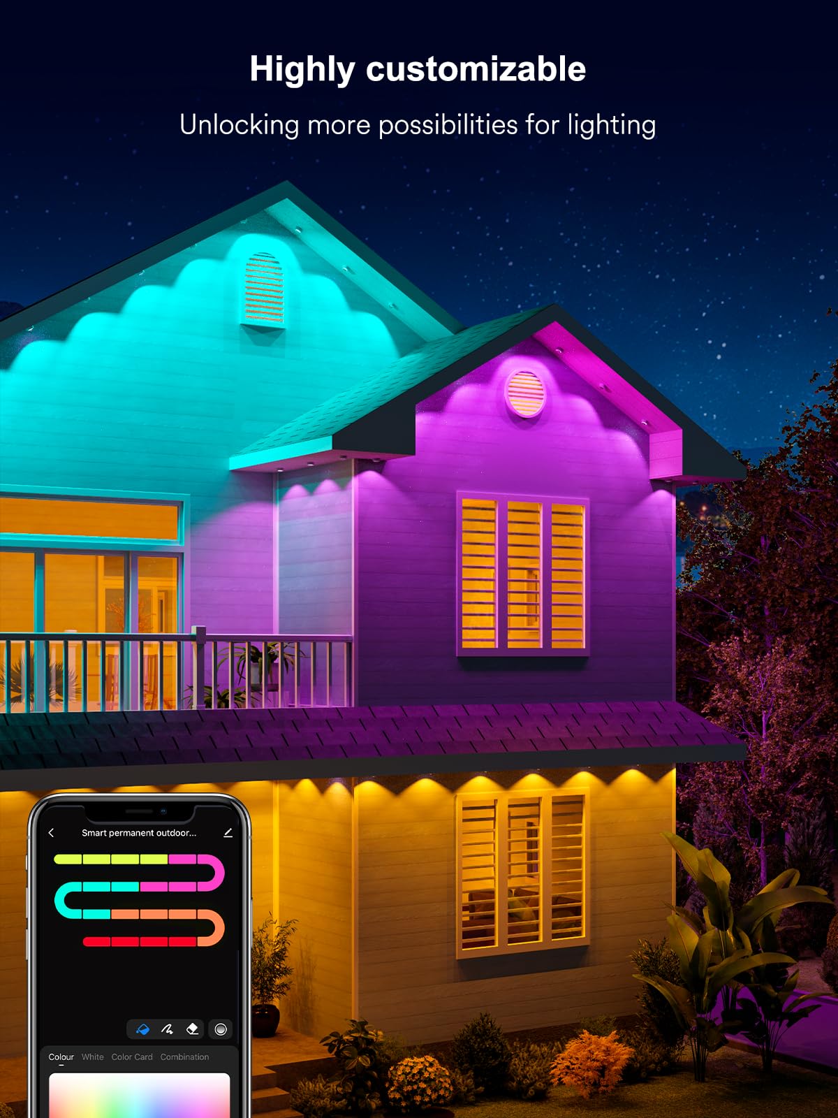 Angelhalo 50Ft Outdoor Led Lights, Ip65 Waterproof, Alexa Compatible, Warm & Cool White