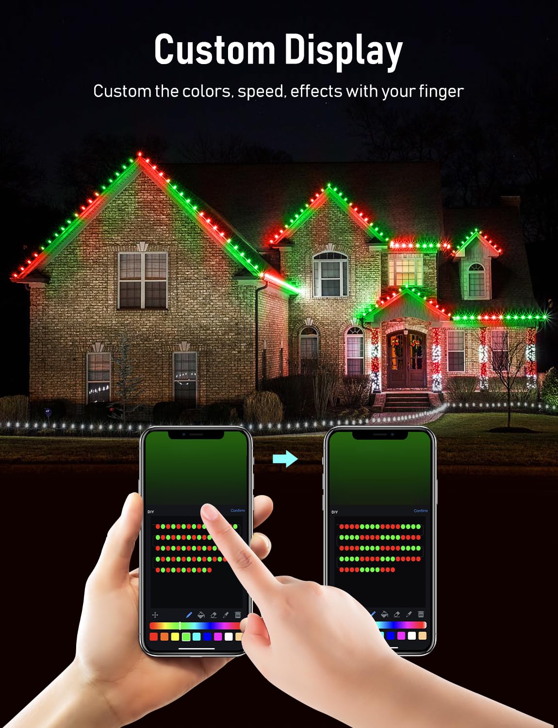 200LED 174 FT Smart C9 Christmas String Lights Plug in APP Programmable Fairy Twinkle String Lights 58 Modes RGB Color Changing