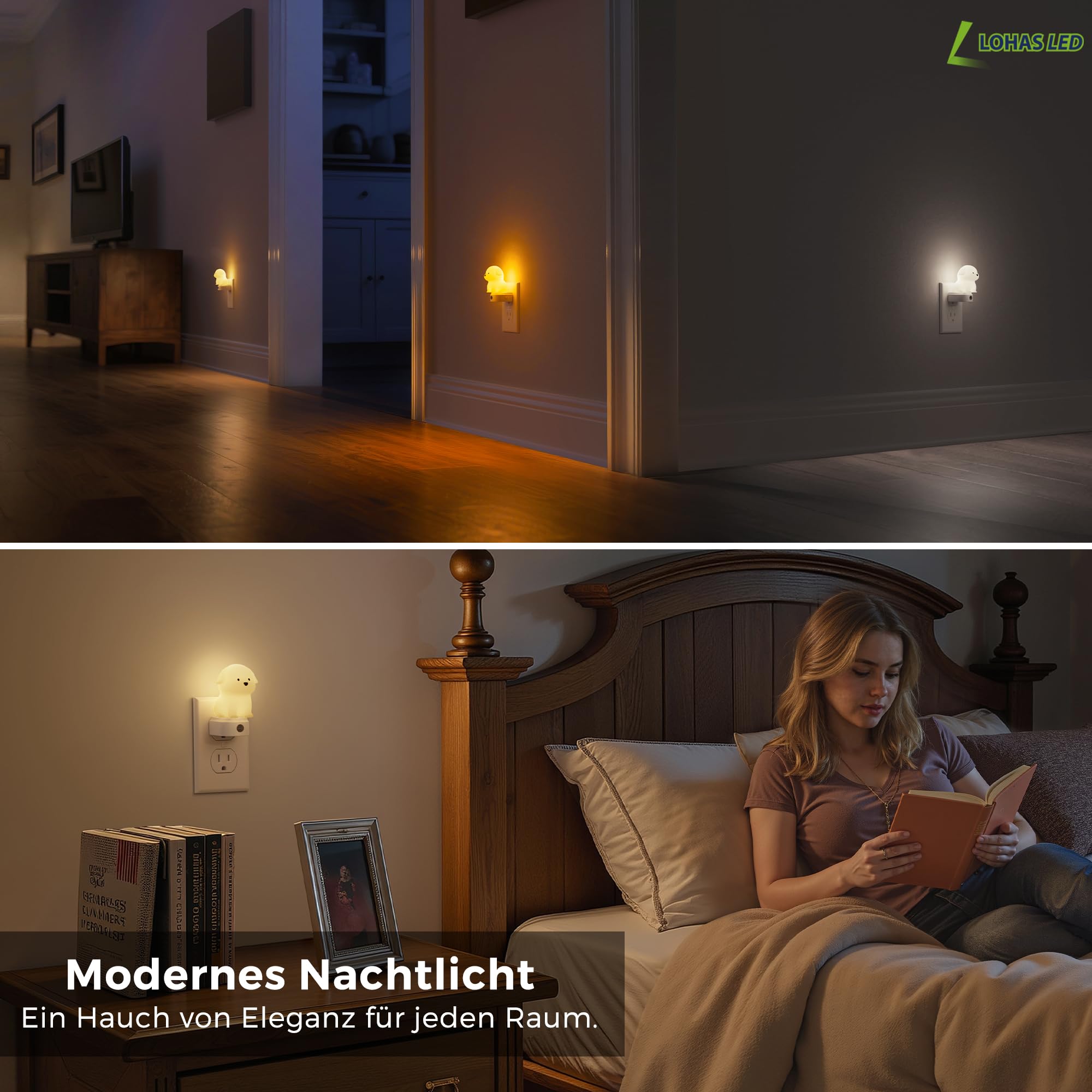 L LOHAS LED 3CCT Dog Night Light - Cute Puppy Design with Dusk to Dawn Sensor, 1 Pack, Ideal Christmas Birthday Gift for Kids