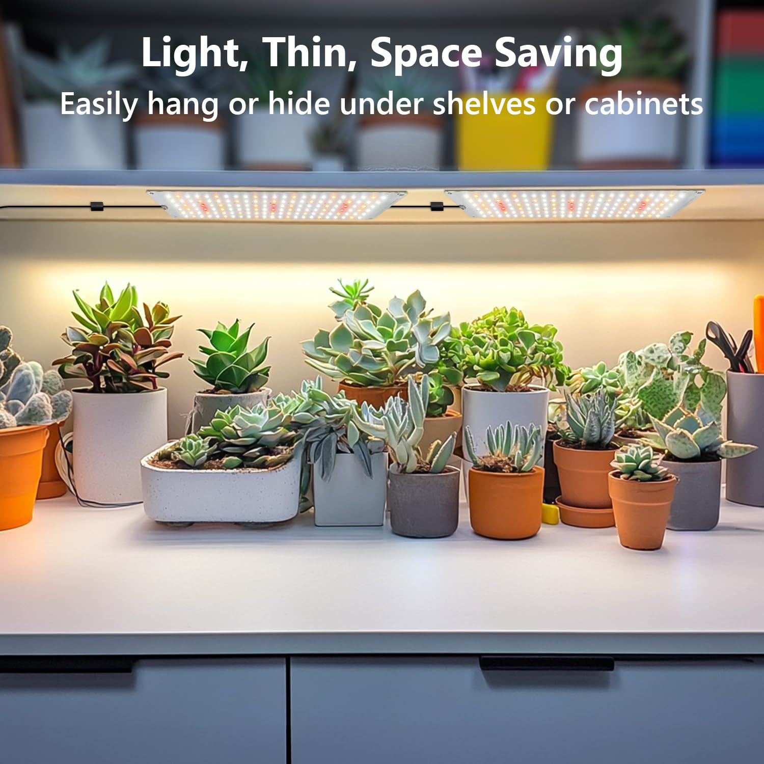 Garpsen Grow Lights for Indoor Plants, 882 LEDs, Full Spectrum, 5 Dimmable Levels, 3 Color Modes, 6Panels, Silver, Model BL-G60A