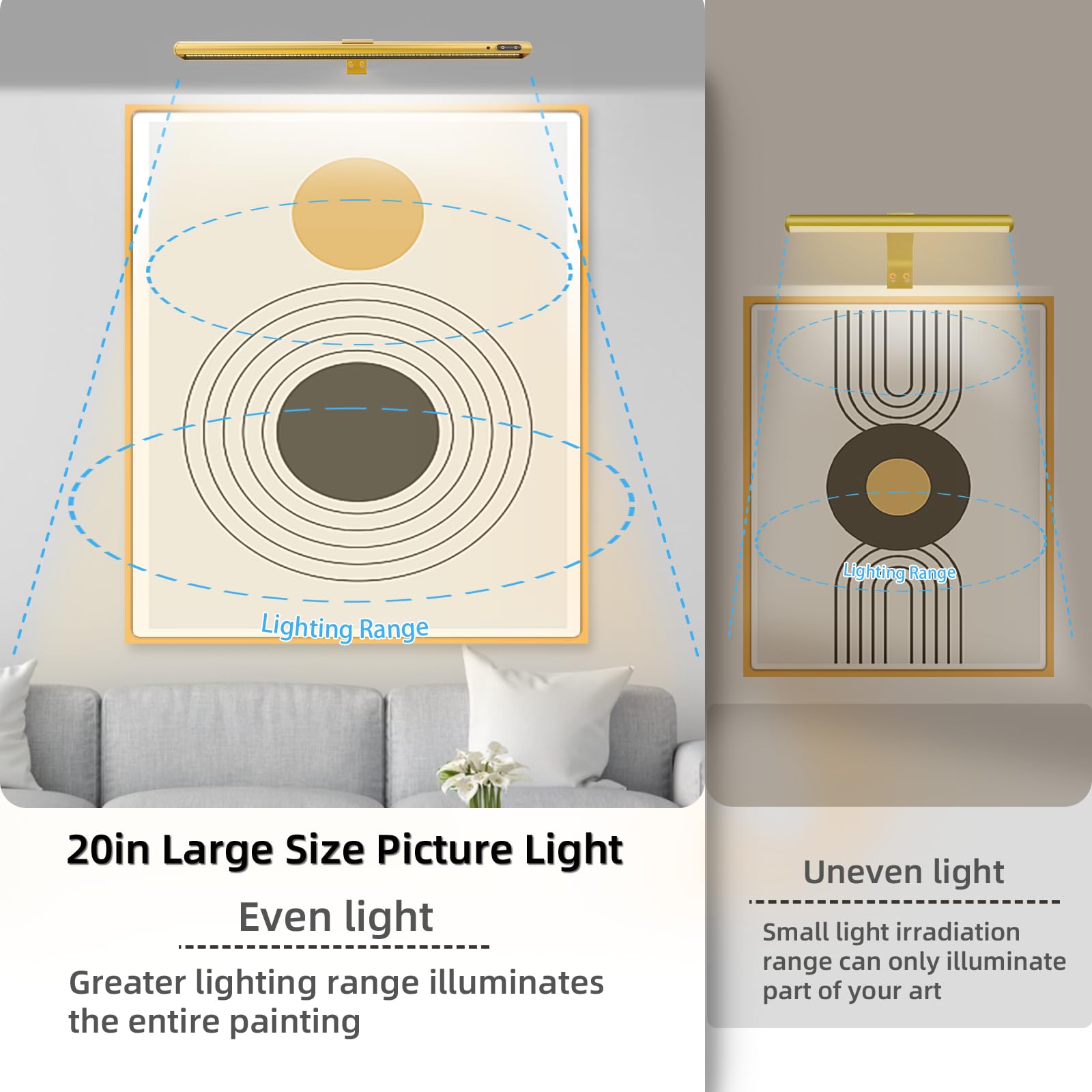 Kavedodu Battery Operated Picture Light, 19.7In Picture Lights For Wall Cct Dimmable Art Lighting For Paintings Wireless Battery