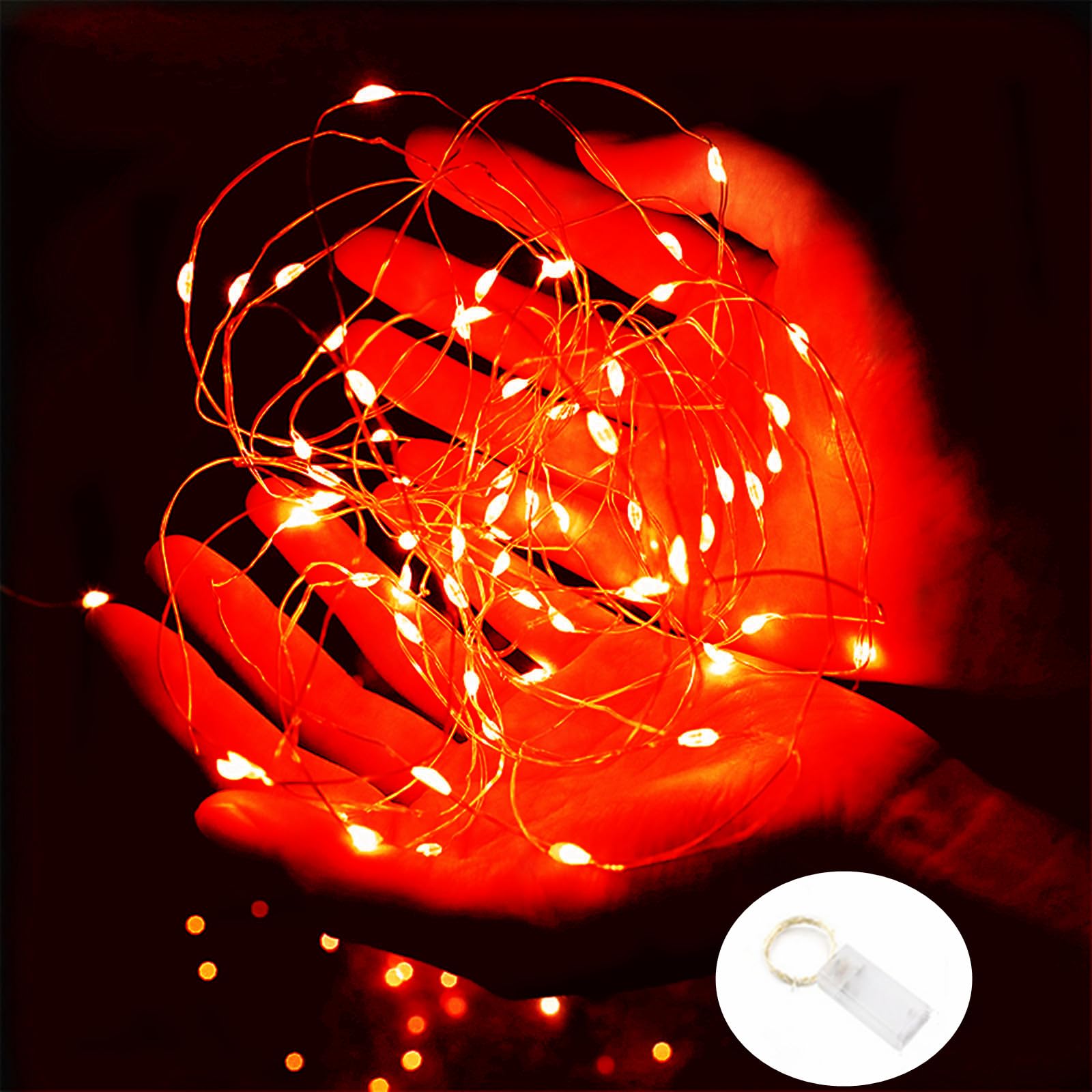 Ranlraka Mini Red Fairy Lights Battery Operated Valentines Day Decor 7Ft 20LED Silver Wire Fairy Battery Powered String Lights for Christmas Halloween Wedding Party Home Holiday Room Decoration