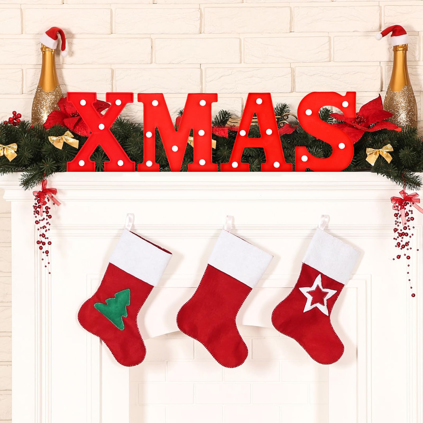 Vihose Christmas Led Letter Lights Sign Table Decoration Christmas Light Up Letters Battery Powered Letter For Home Bar Christmas Party Bedroom Tabletop Decoration Gift(Xmas)