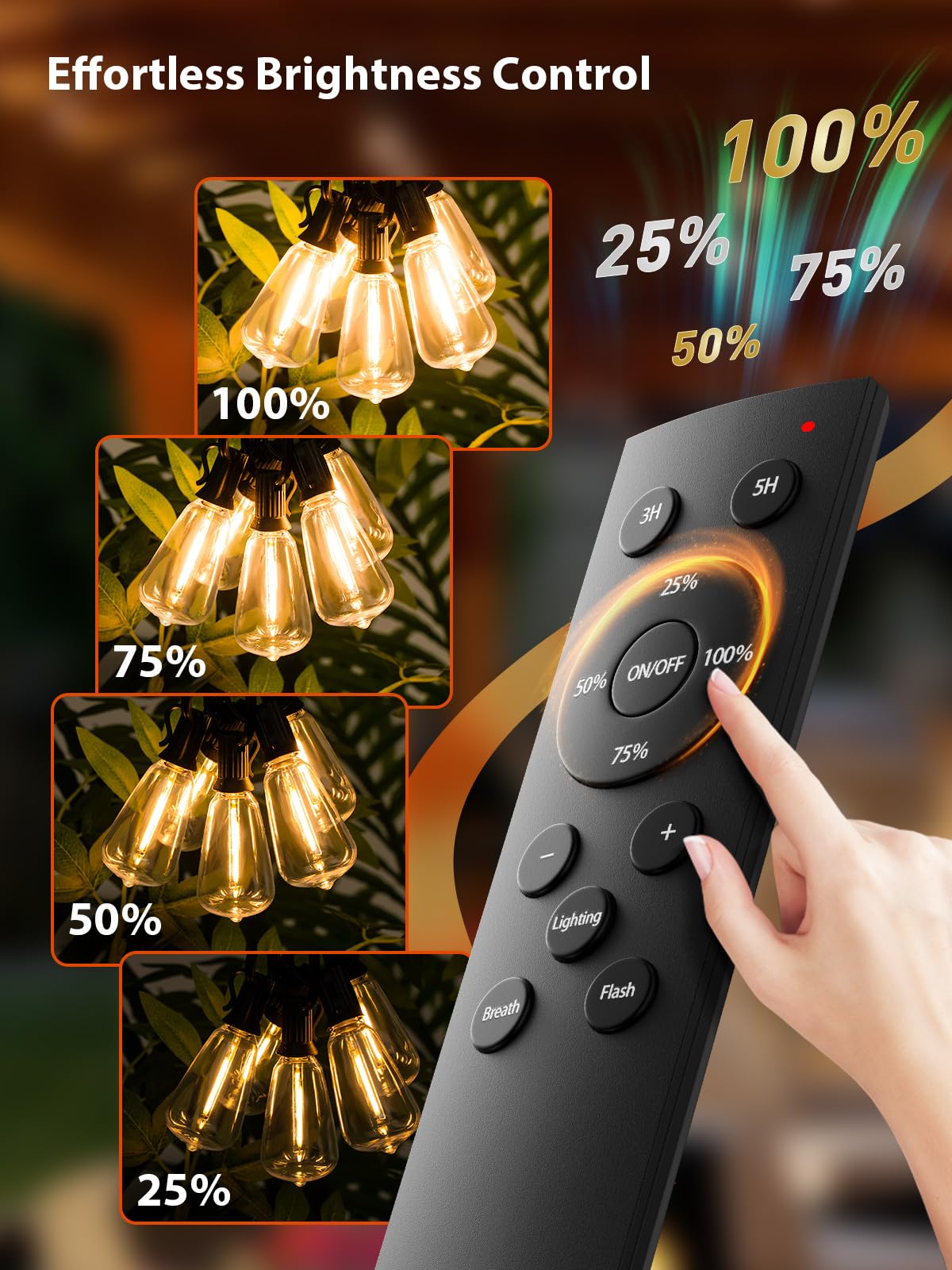 Addlon 200 Ft (4X50Ft) Outdoor String Lights With Remote,Waterproof Patio Lights Etl Listed With 60+4 Shatterproof Dimmable St38