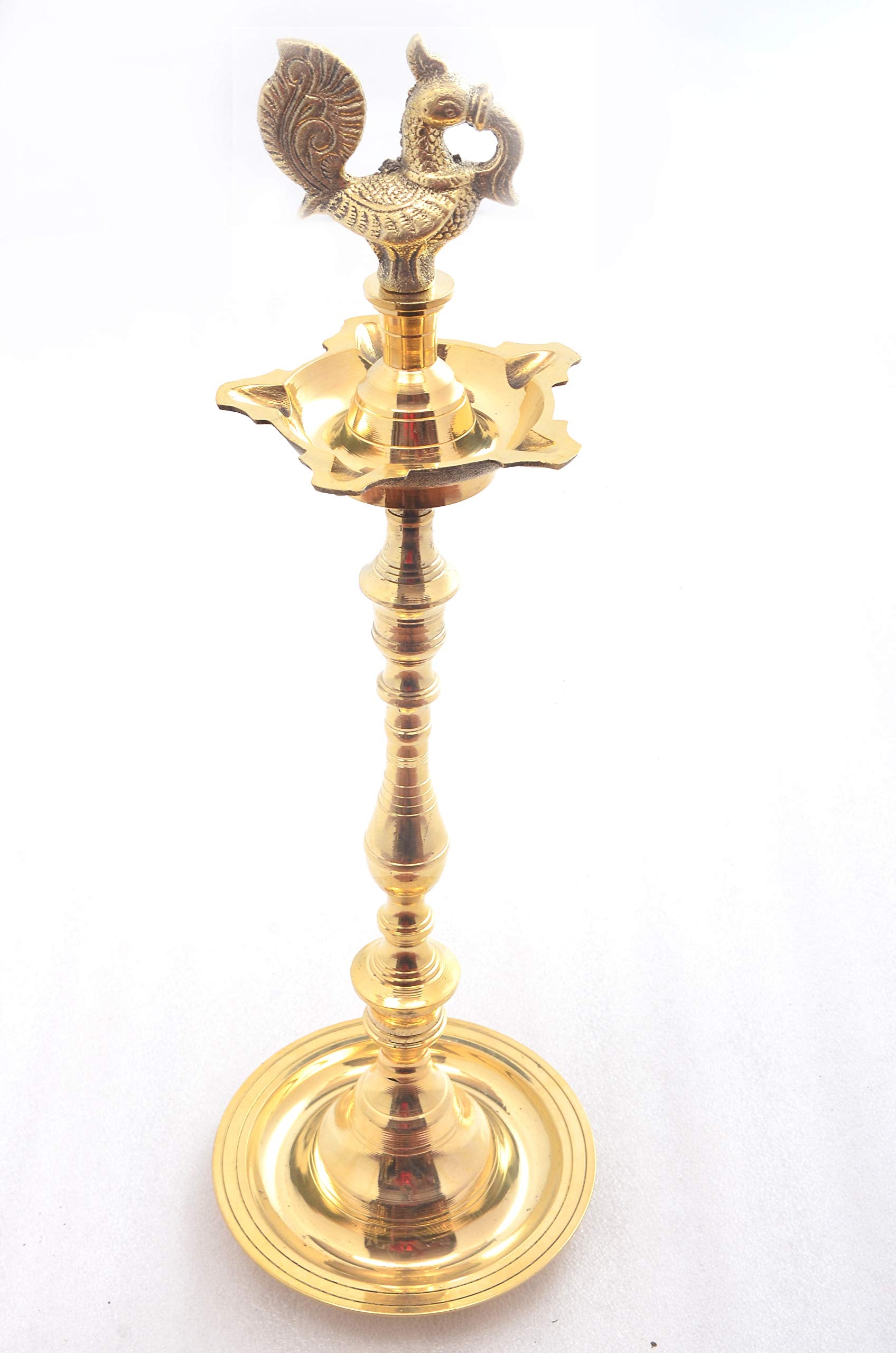 E-Handicrafts Pure Brass mahabharat Diya for puja Room kuthu vilakku inaugration lamp-18 inches