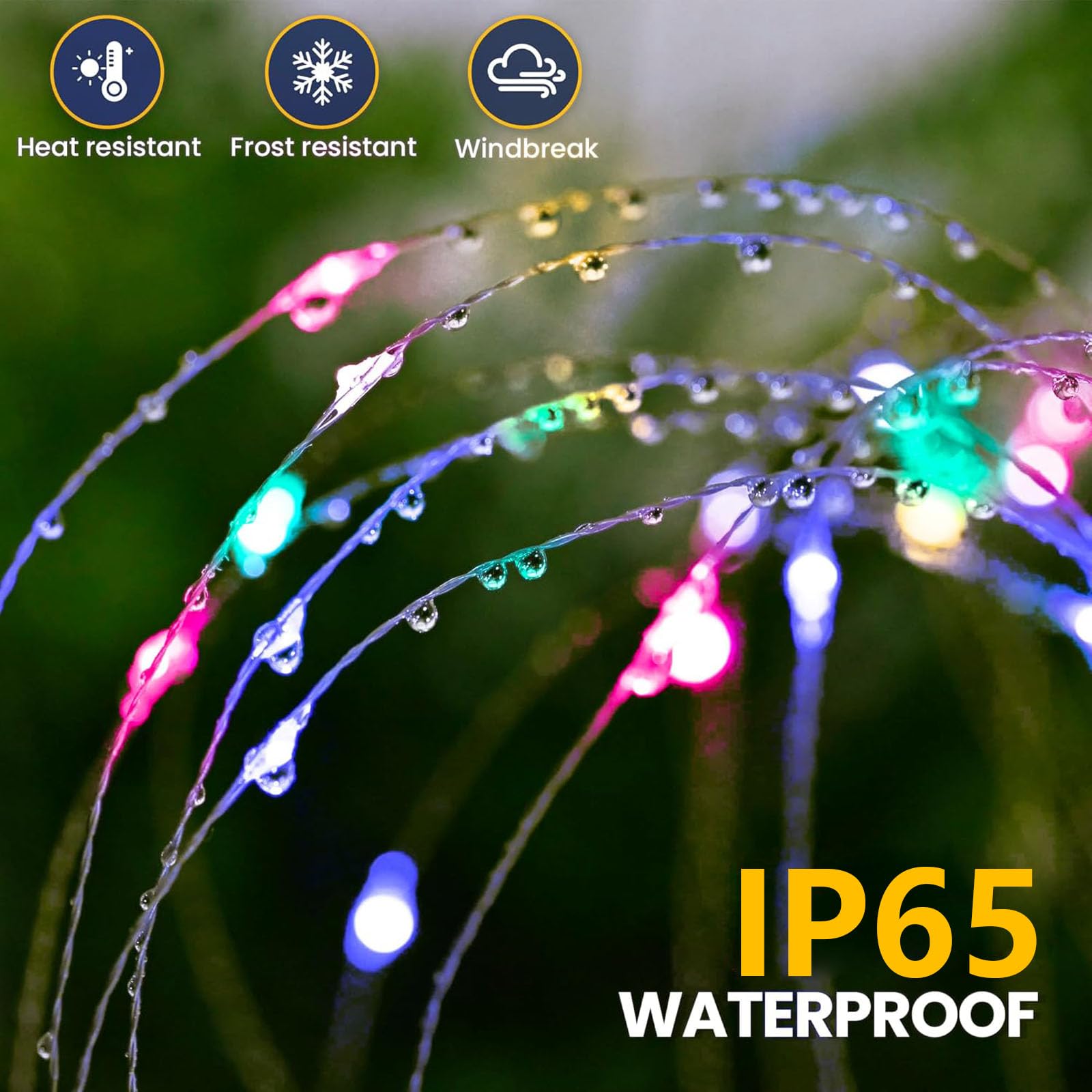 2 Pack Solar Firework Lights 150 Led Create Magical Nights, Waterproof Starburst Fairy Lights For Garden Yard Patio Christmas Ro