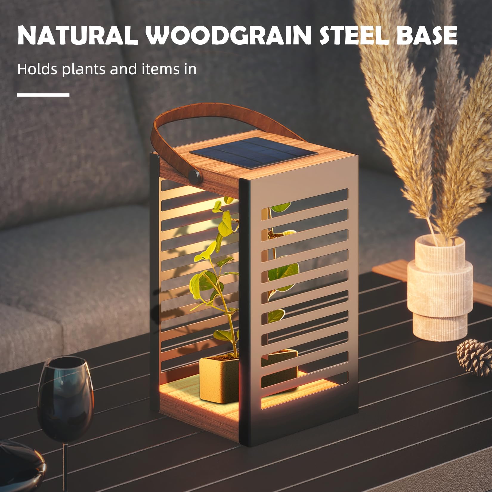 Solar Yard Outdoor Solar Lanterns, Solar Lamp Decorative Outdoor Water-Resistant Steel Table Decor With Handle For Patio, Yard,